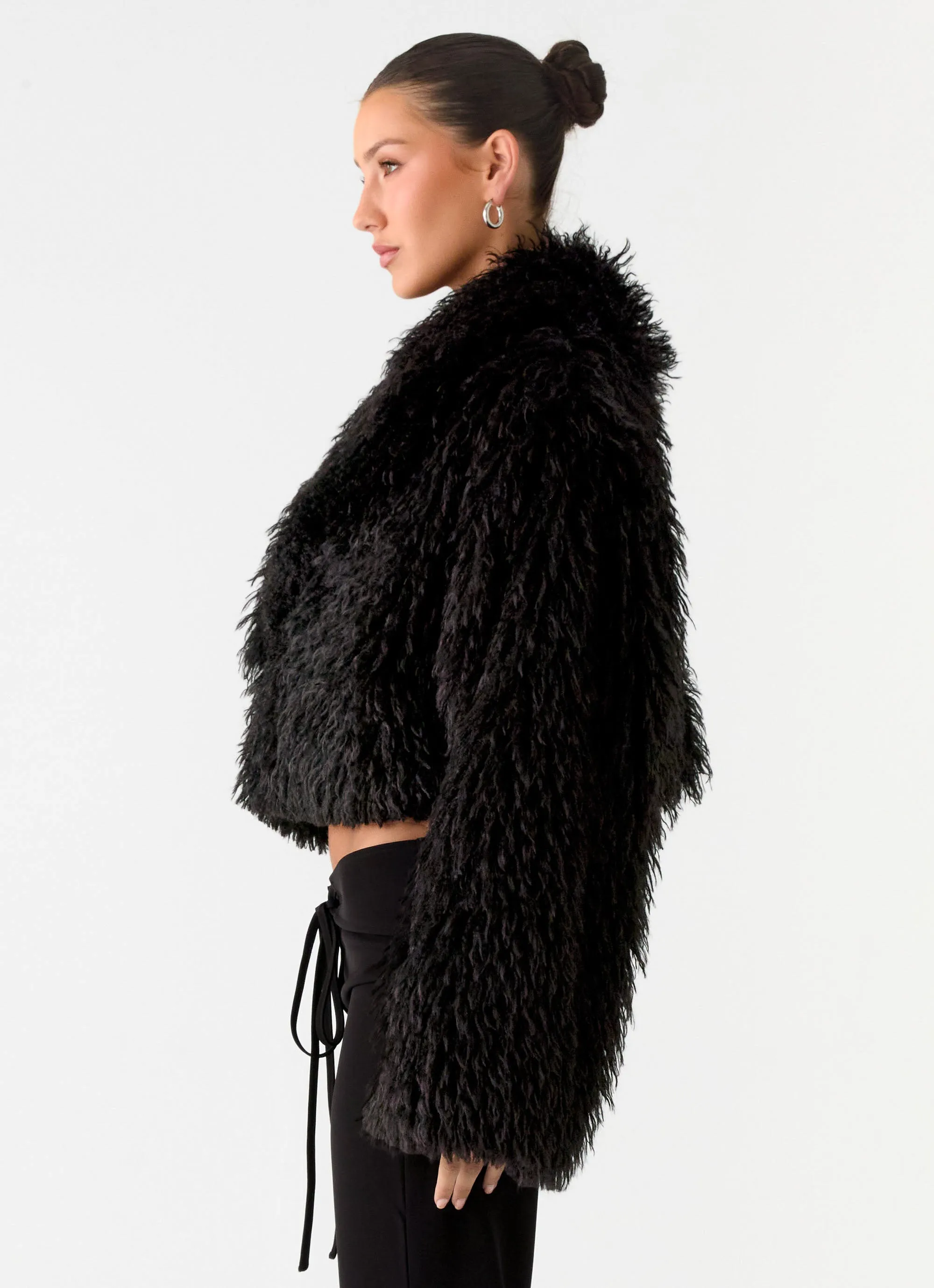 Virginia Cropped Fur Jacket - Black sold by Peppermayo product image thumbnail 5
