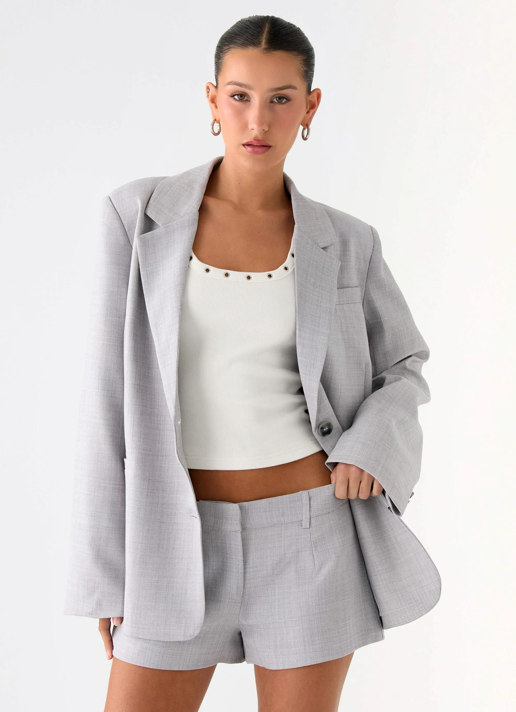 Kingston Oversized Blazer - Grey sold by Peppermayo