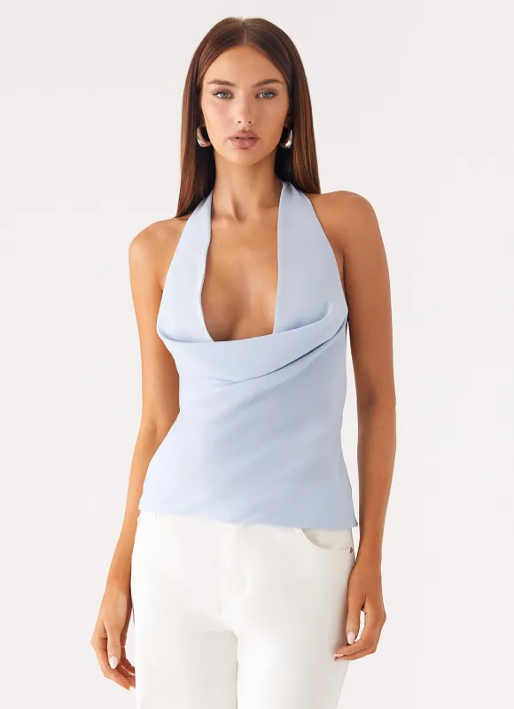 Charli Cowl Top - Blue sold by Peppermayo