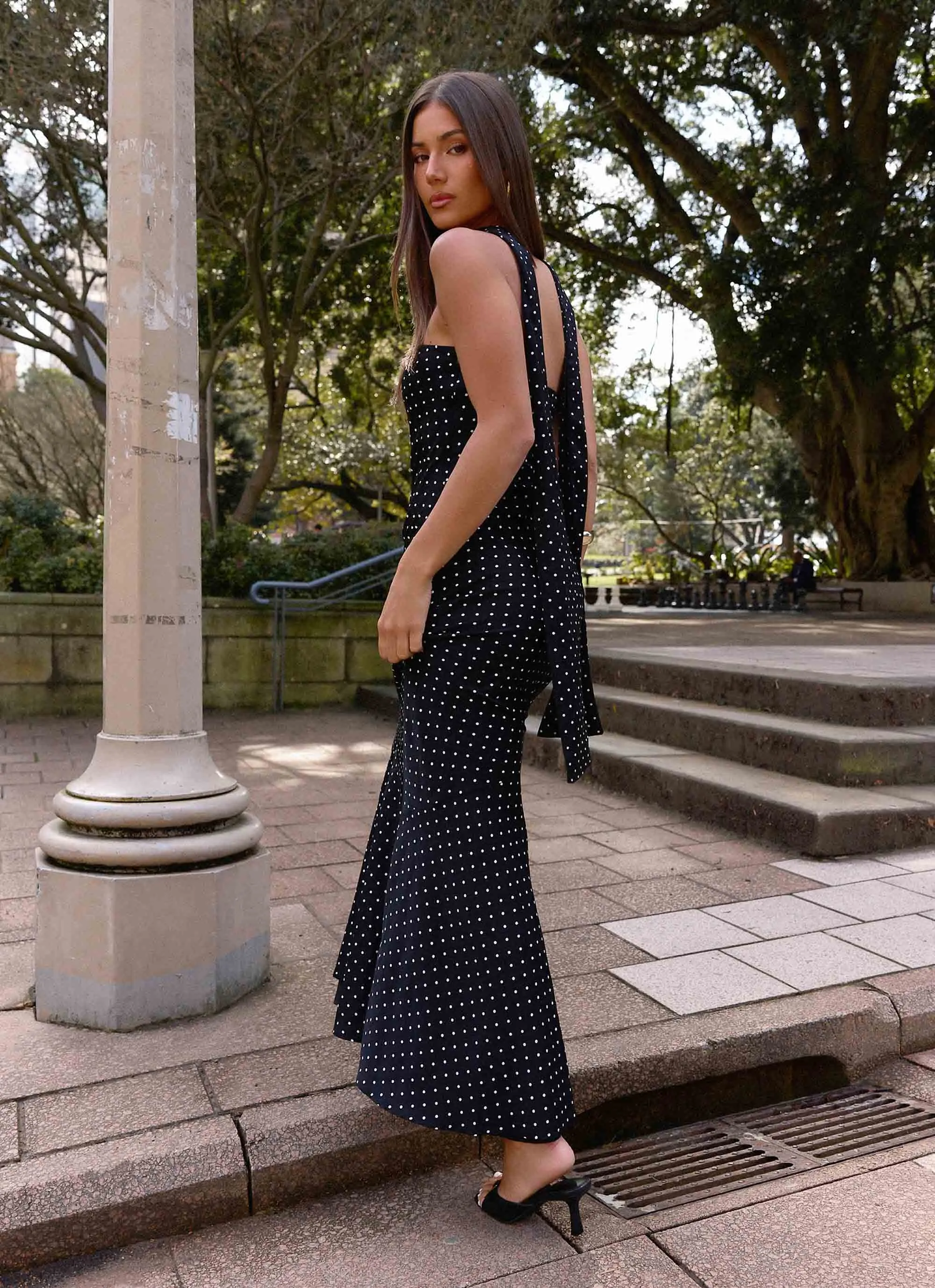 Under The Pagoda Maxi Dress - Black Polkadot sold by Peppermayo product image thumbnail 4