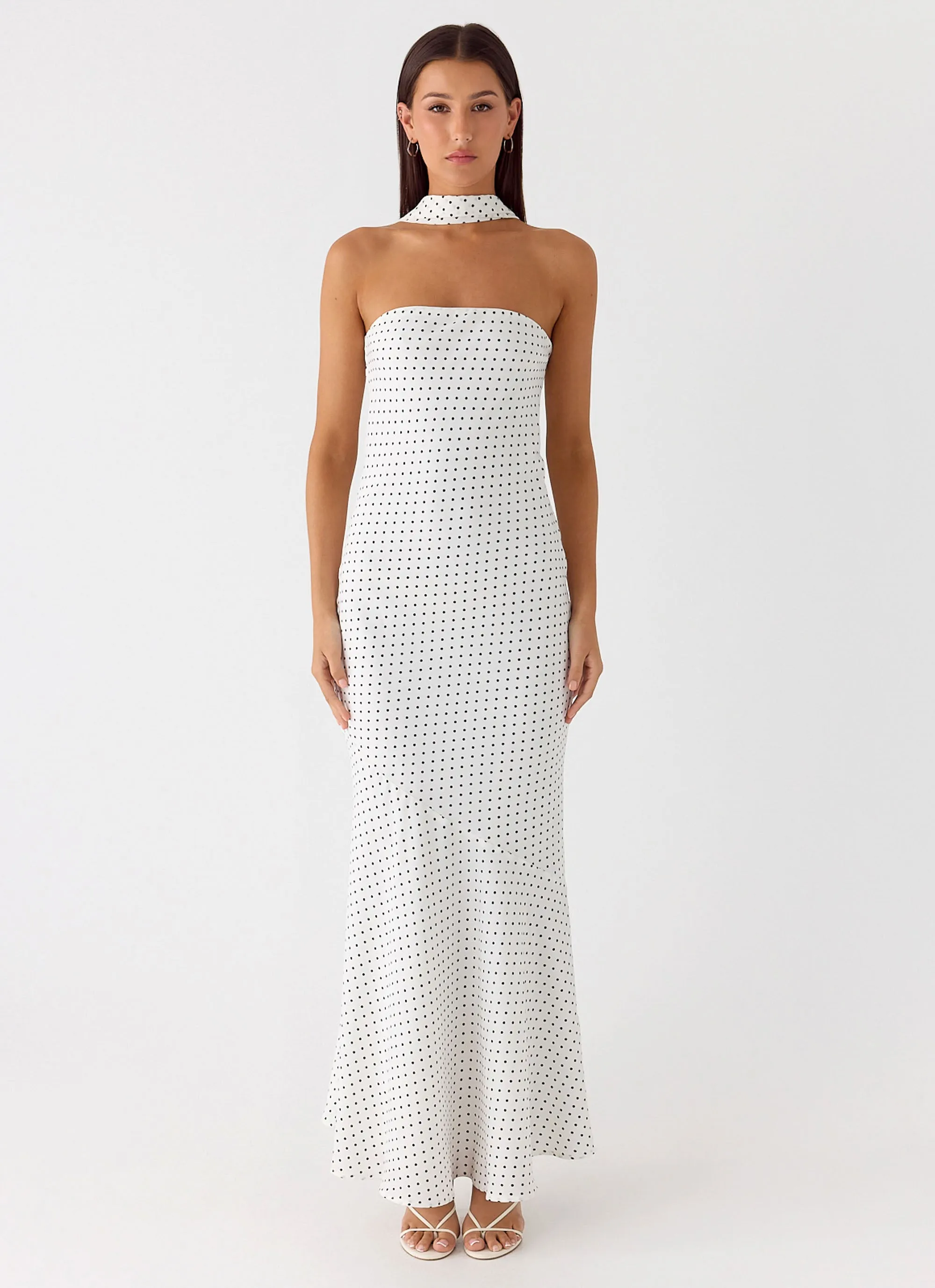 Under The Pagoda Maxi Dress - White Polkadot sold by Peppermayo