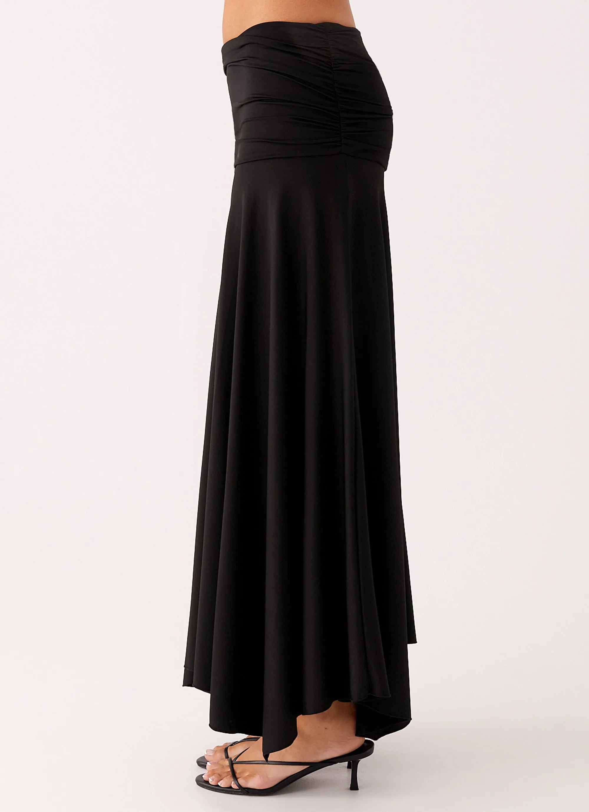 Liana Ruched Maxi Skirt - Black sold by Peppermayo product image thumbnail 3
