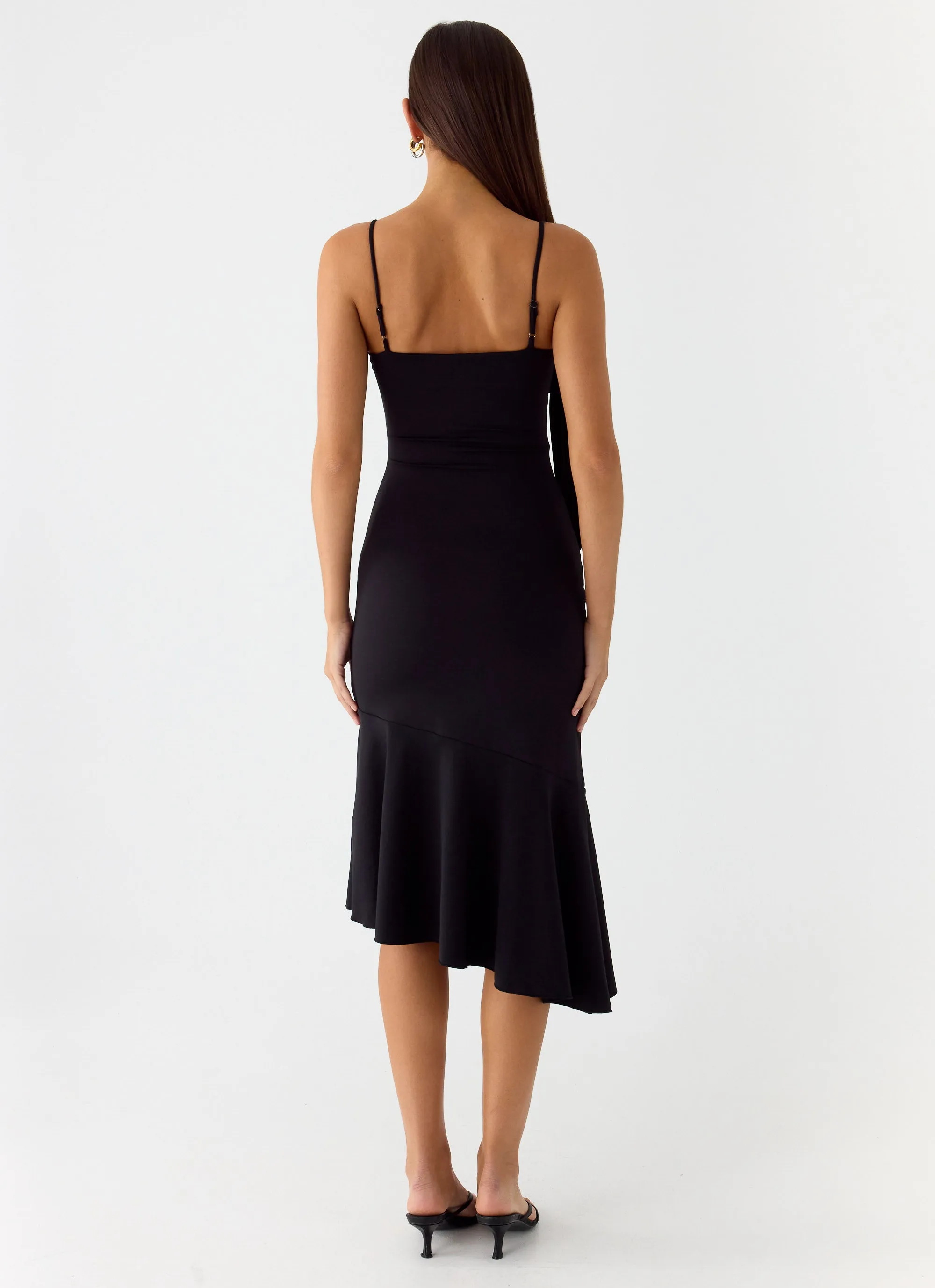 Tranquility Asymmetric Midi Dress - Black sold by Peppermayo product image thumbnail 3