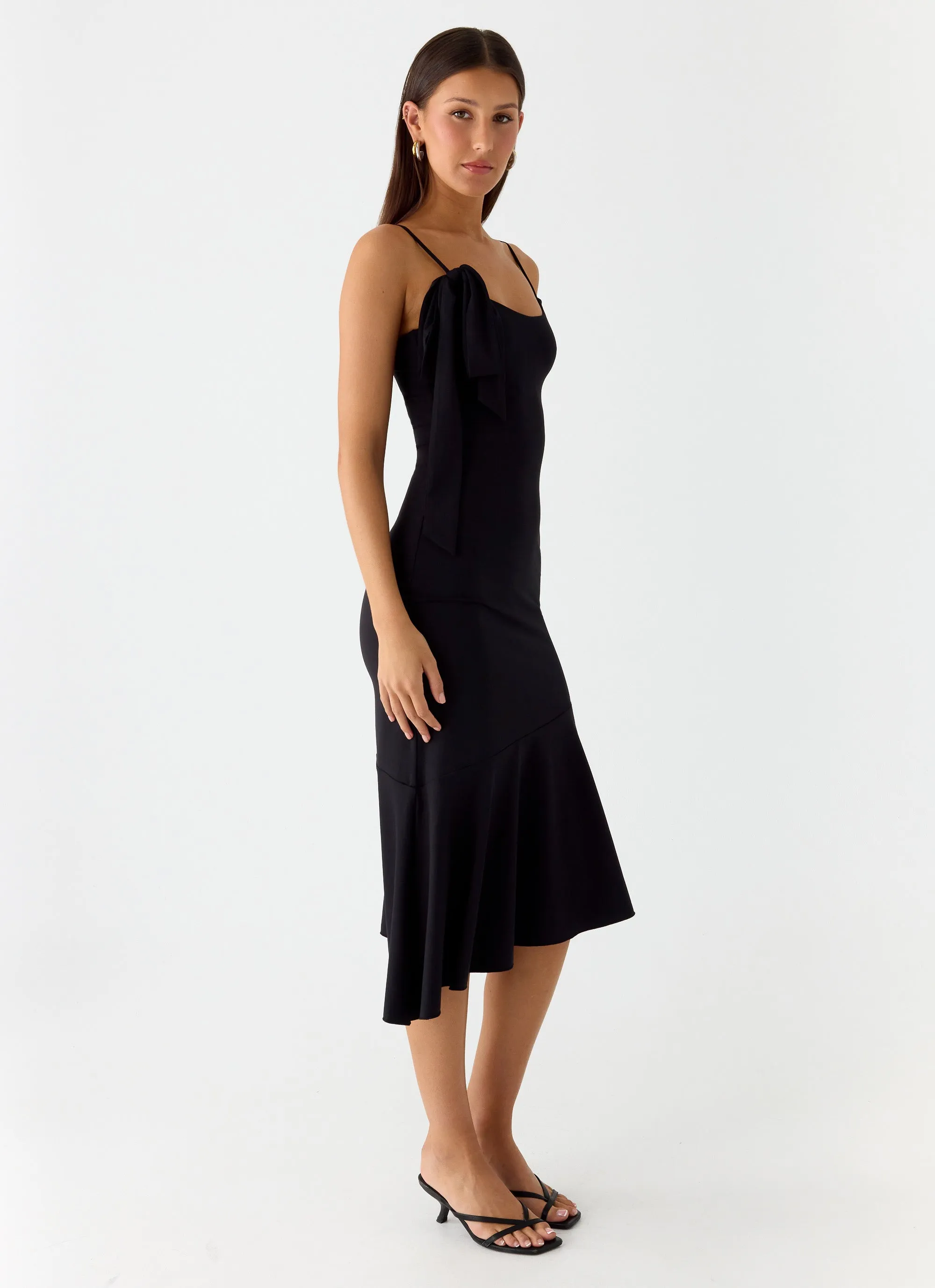 Tranquility Asymmetric Midi Dress - Black sold by Peppermayo product image thumbnail 4