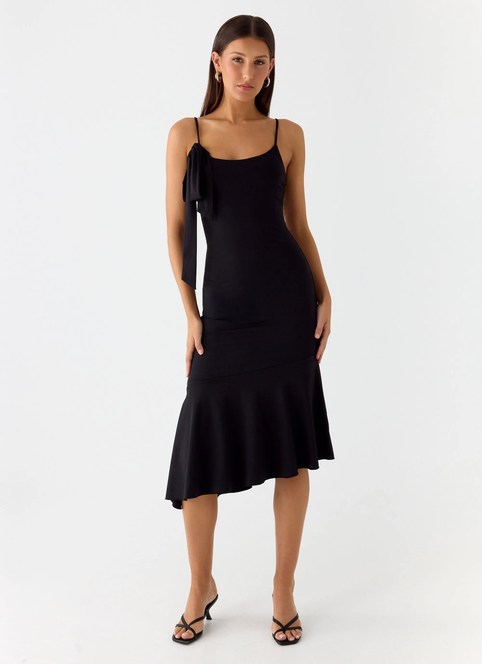 Tranquility Asymmetric Midi Dress - Black sold by Peppermayo product image thumbnail 5