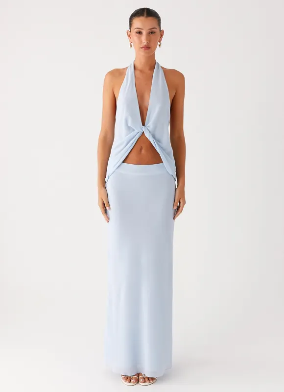Michaella Chiffon Maxi Skirt - Blue sold by Peppermayo