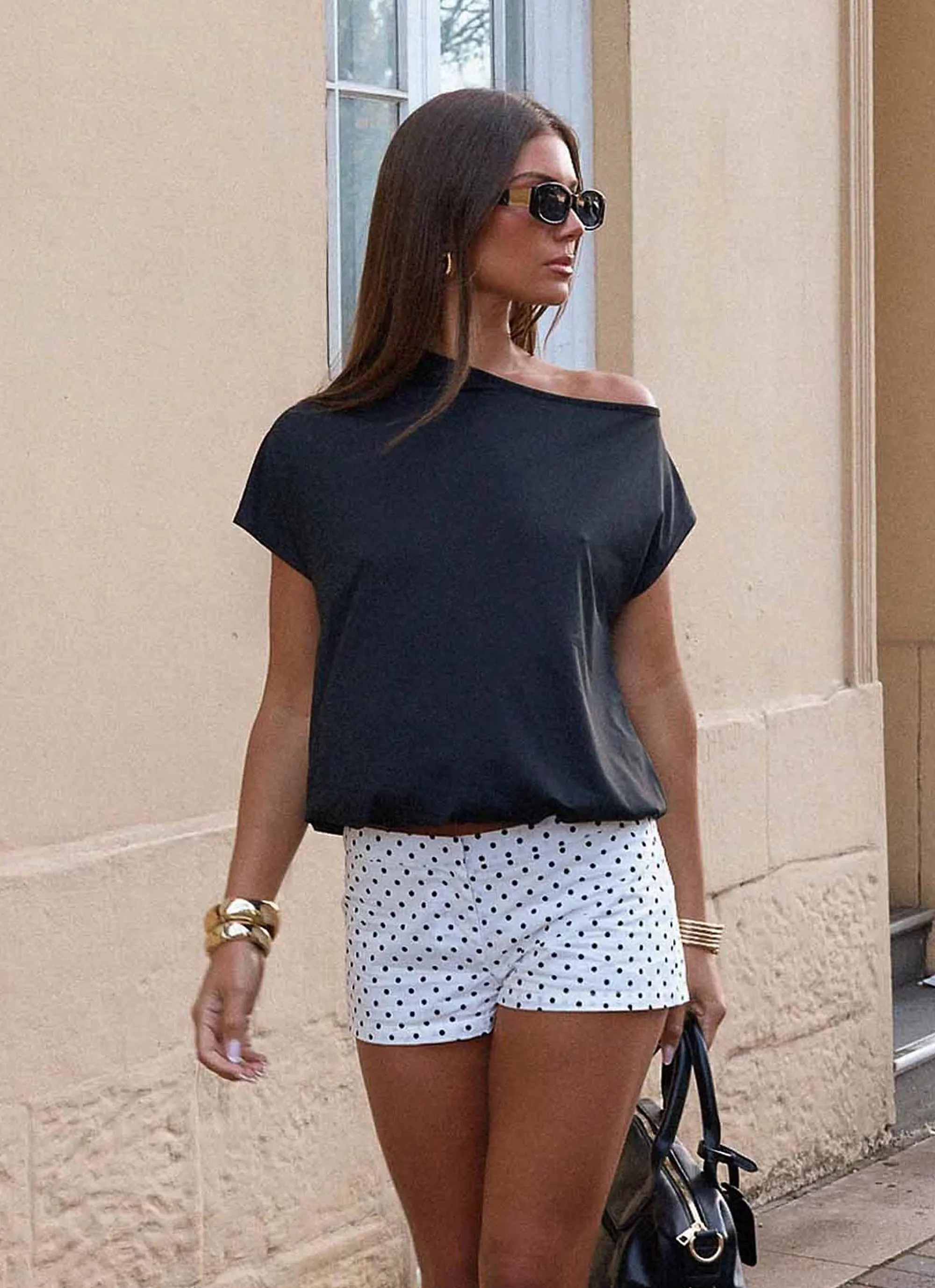 Raeni Off Shoulder Top - Black sold by Peppermayo