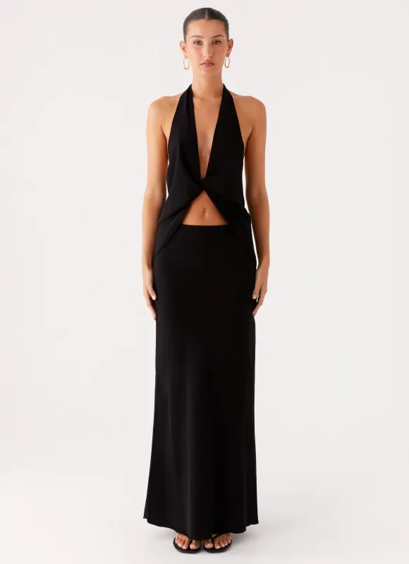 Michaella Chiffon Maxi Skirt - Black sold by Peppermayo