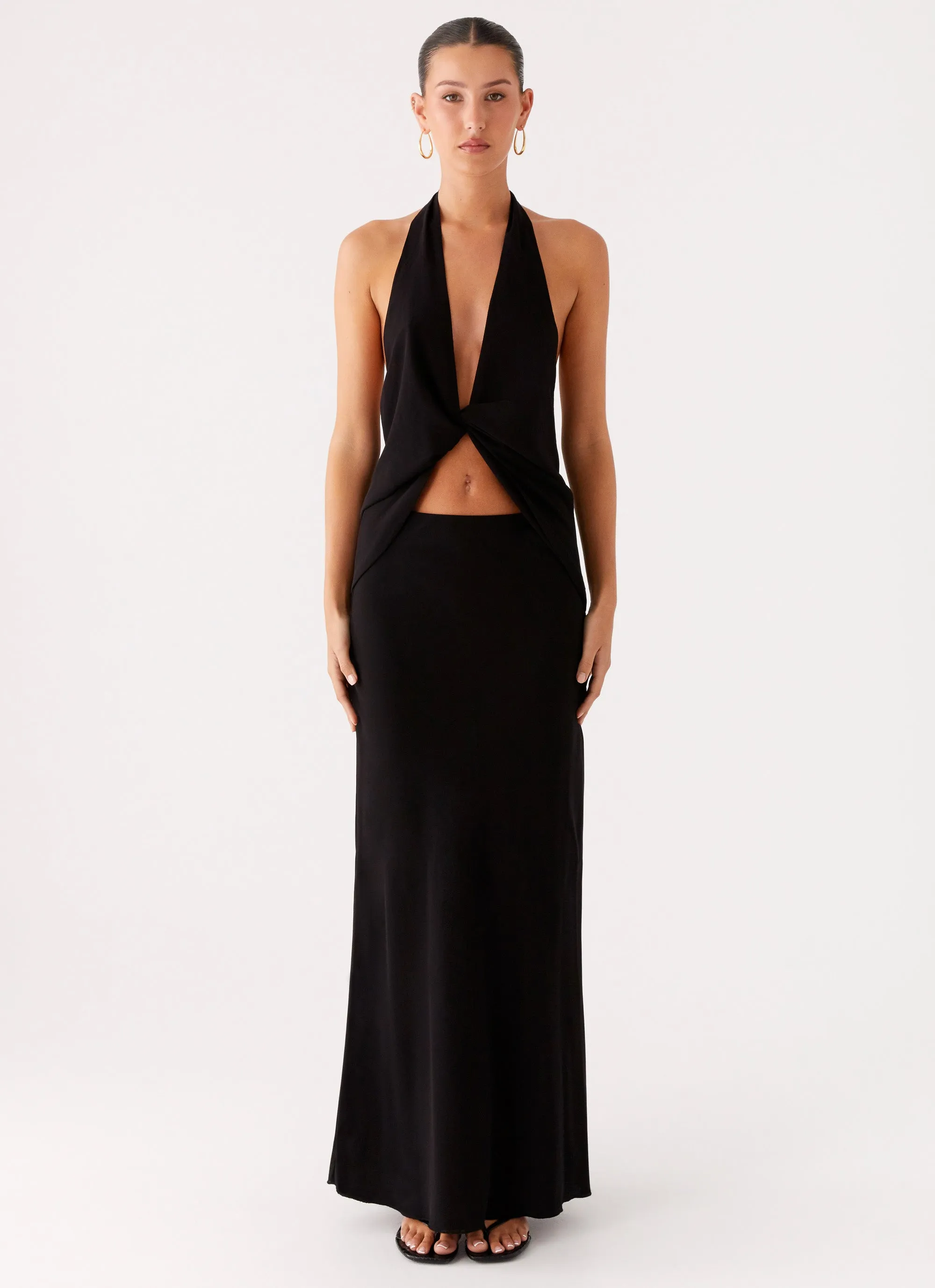 Michaella Chiffon Maxi Skirt - Black sold by Peppermayo