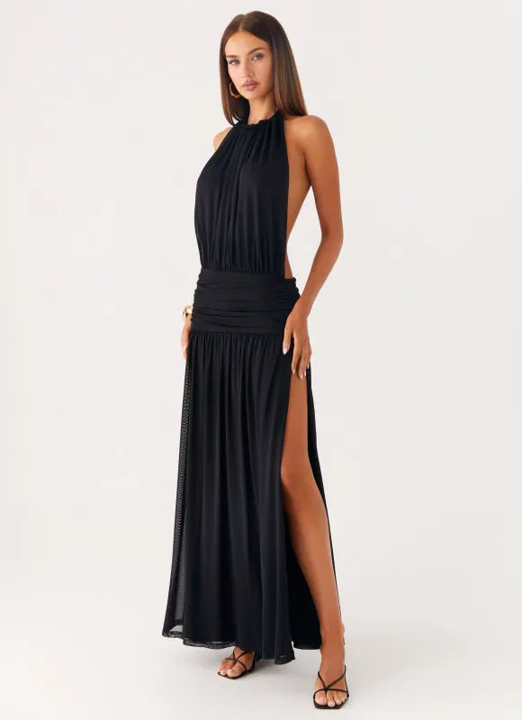 Solena Halter Neck Maxi Dress - Black sold by Peppermayo