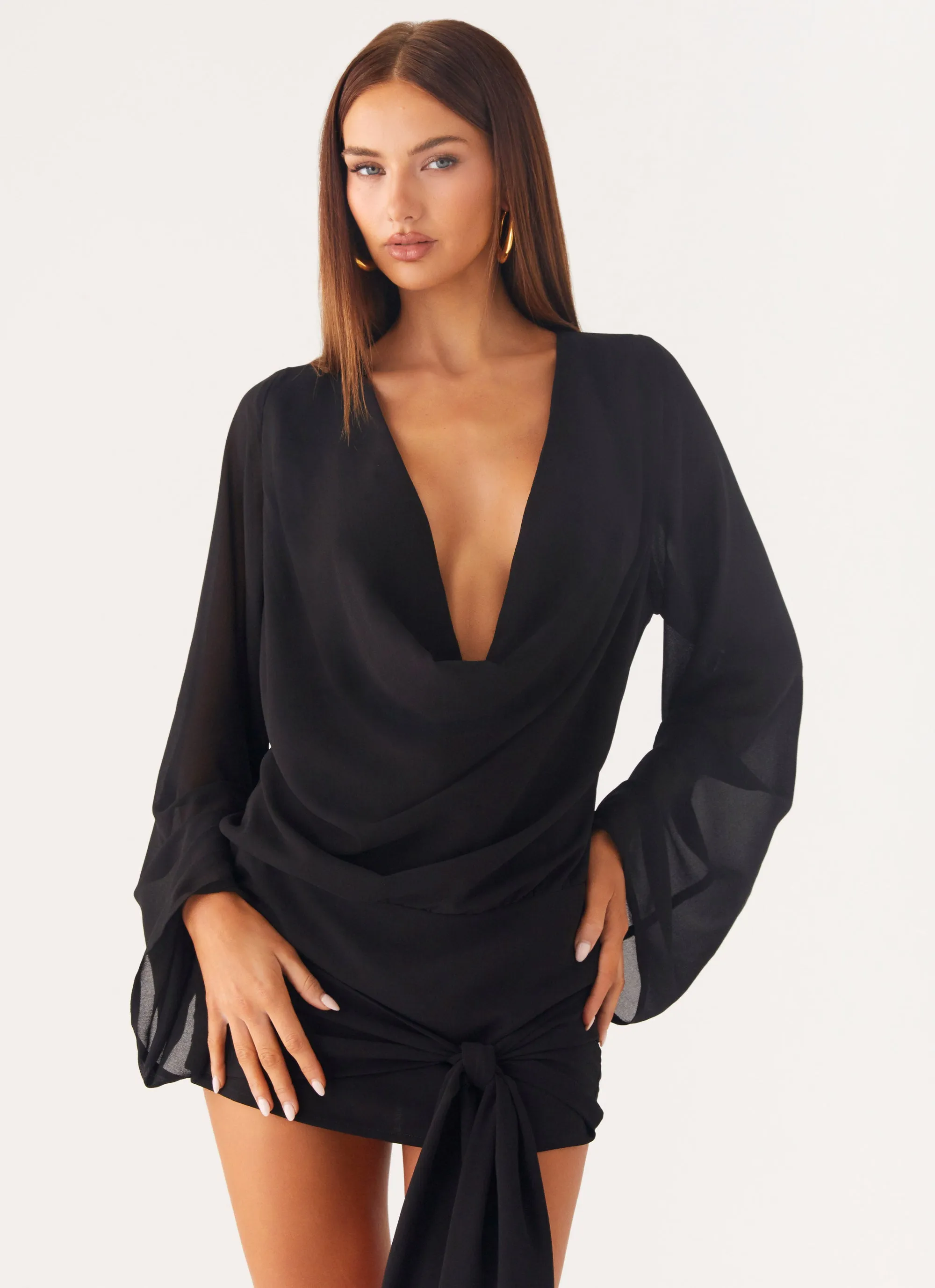 Sorrel Long Sleeve Mini Dress - Black sold by Peppermayo product image thumbnail 3