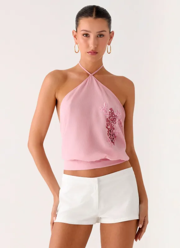 Sweet Skies Halter Top - Pink made by Peppermayo