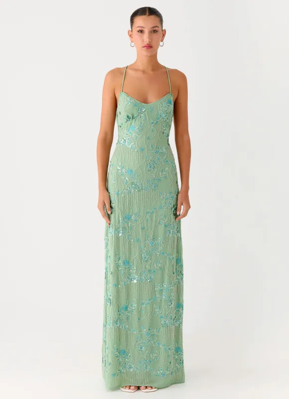 Vietta Sequin Cami Maxi Dress - Mint sold by Peppermayo
