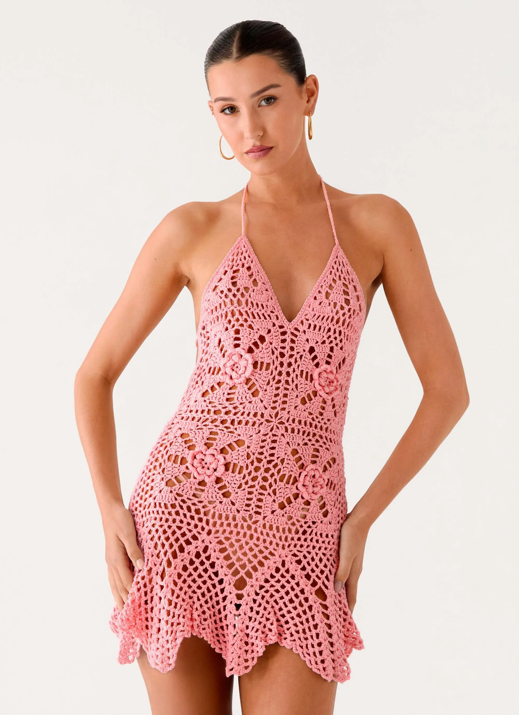 Beach Days Crochet Mini Dress - Pink sold by Peppermayo product image thumbnail 5