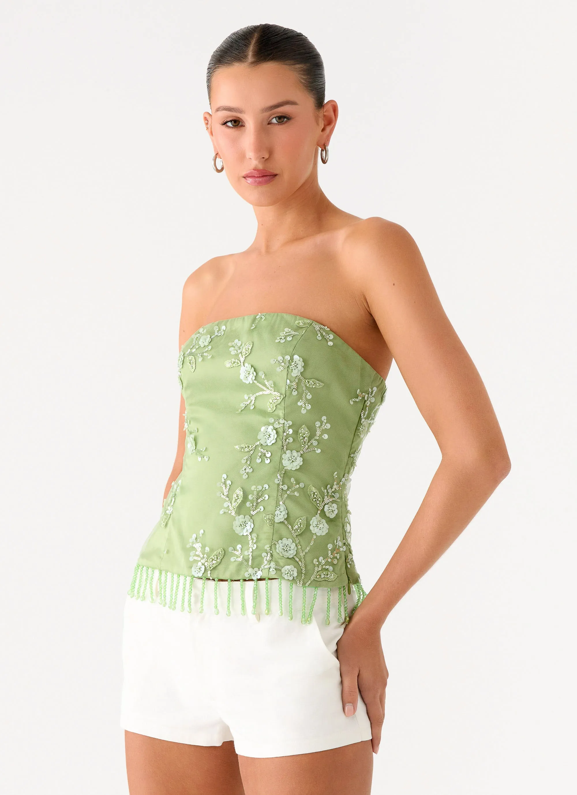 Sea Garden Beaded Strapless Top - Green sold by Peppermayo product image thumbnail 5