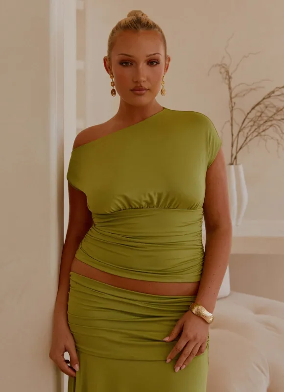 Liana Asymmetrical Top - Green sold by Peppermayo