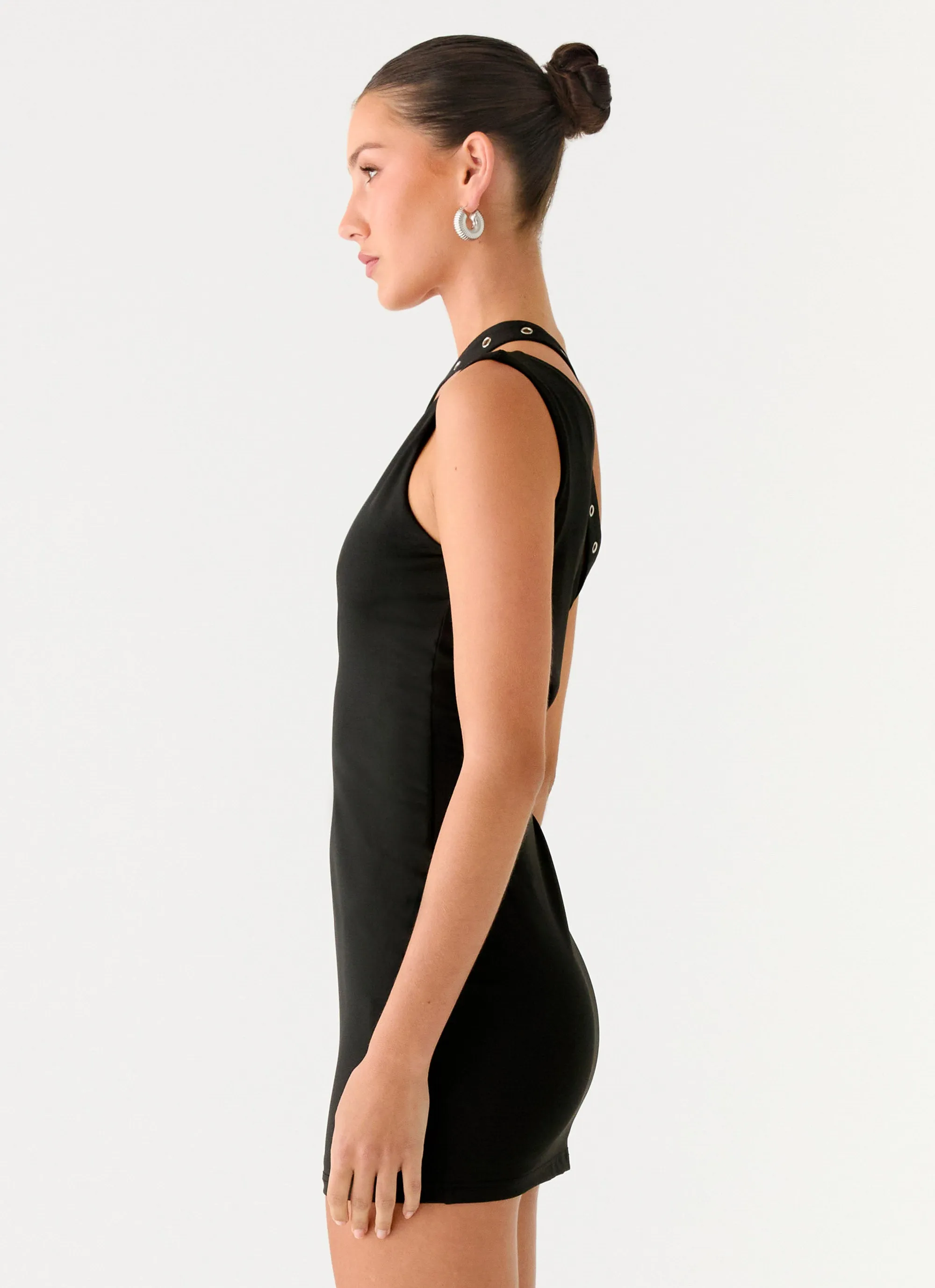 Off The Grid Eyelet Mini Dress - Black sold by Peppermayo product image thumbnail 3