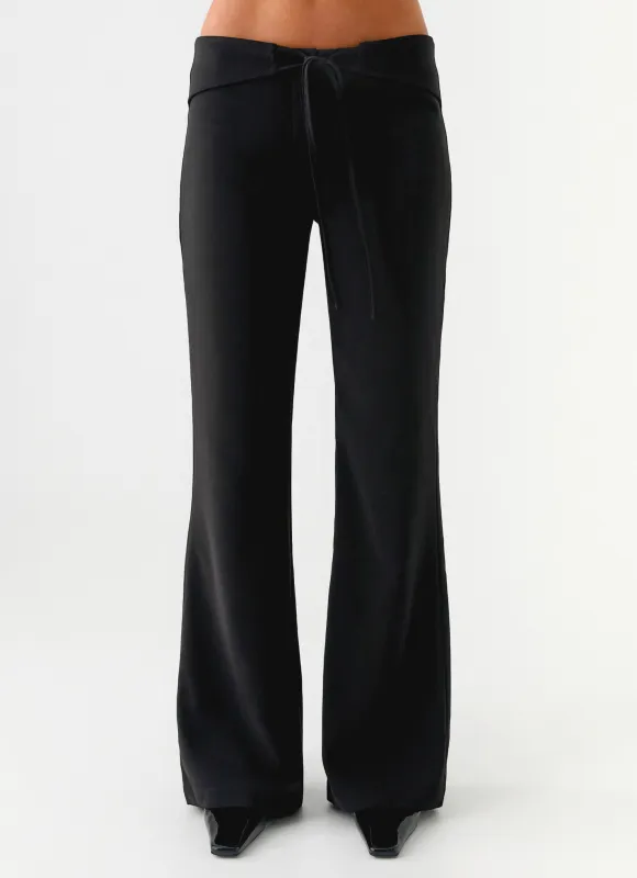 Houston Tie Front Pants - Black sold by Peppermayo