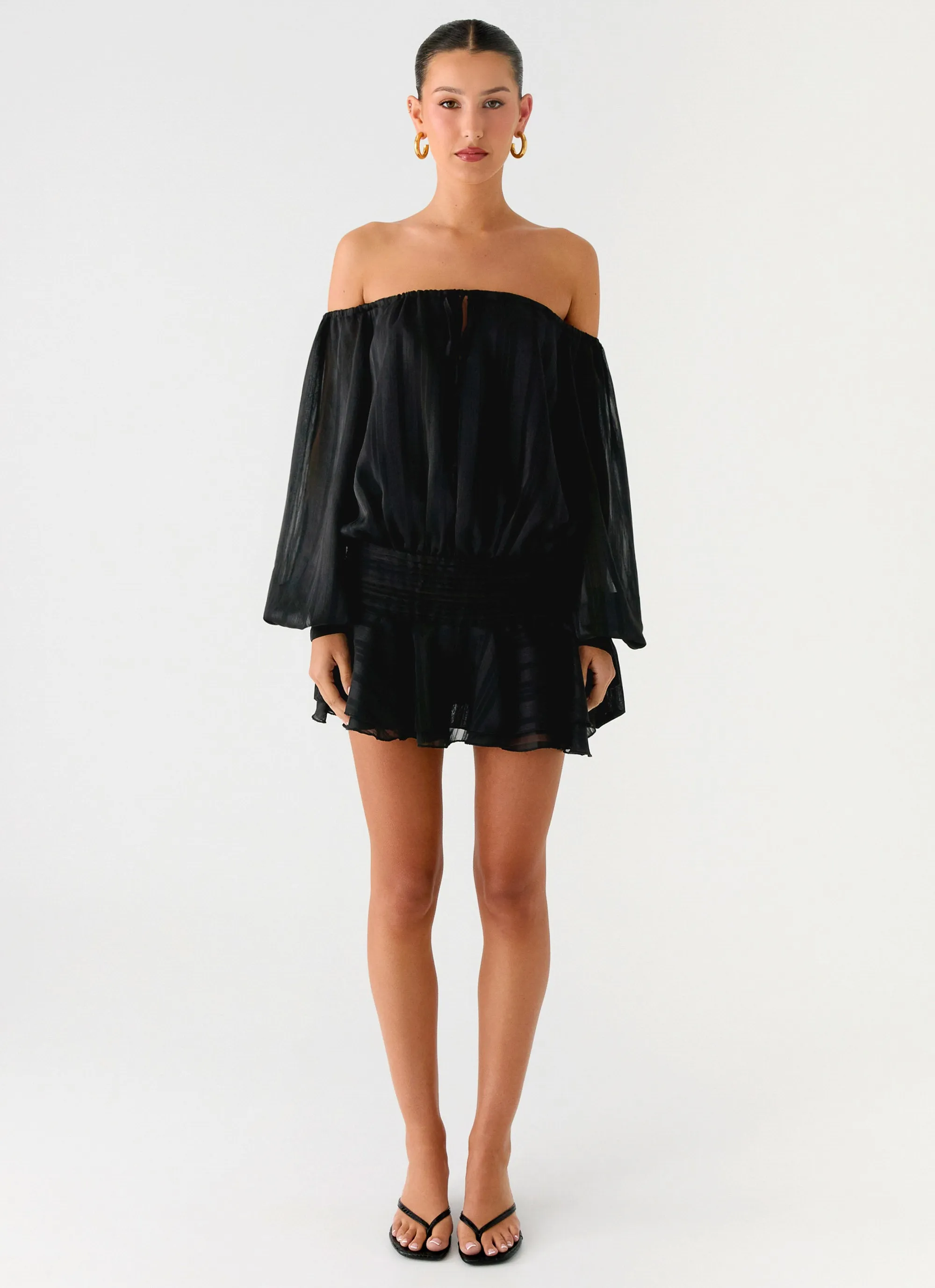 Eira Balloon Sleeve Mini Dress - Black sold by Peppermayo product image thumbnail 2