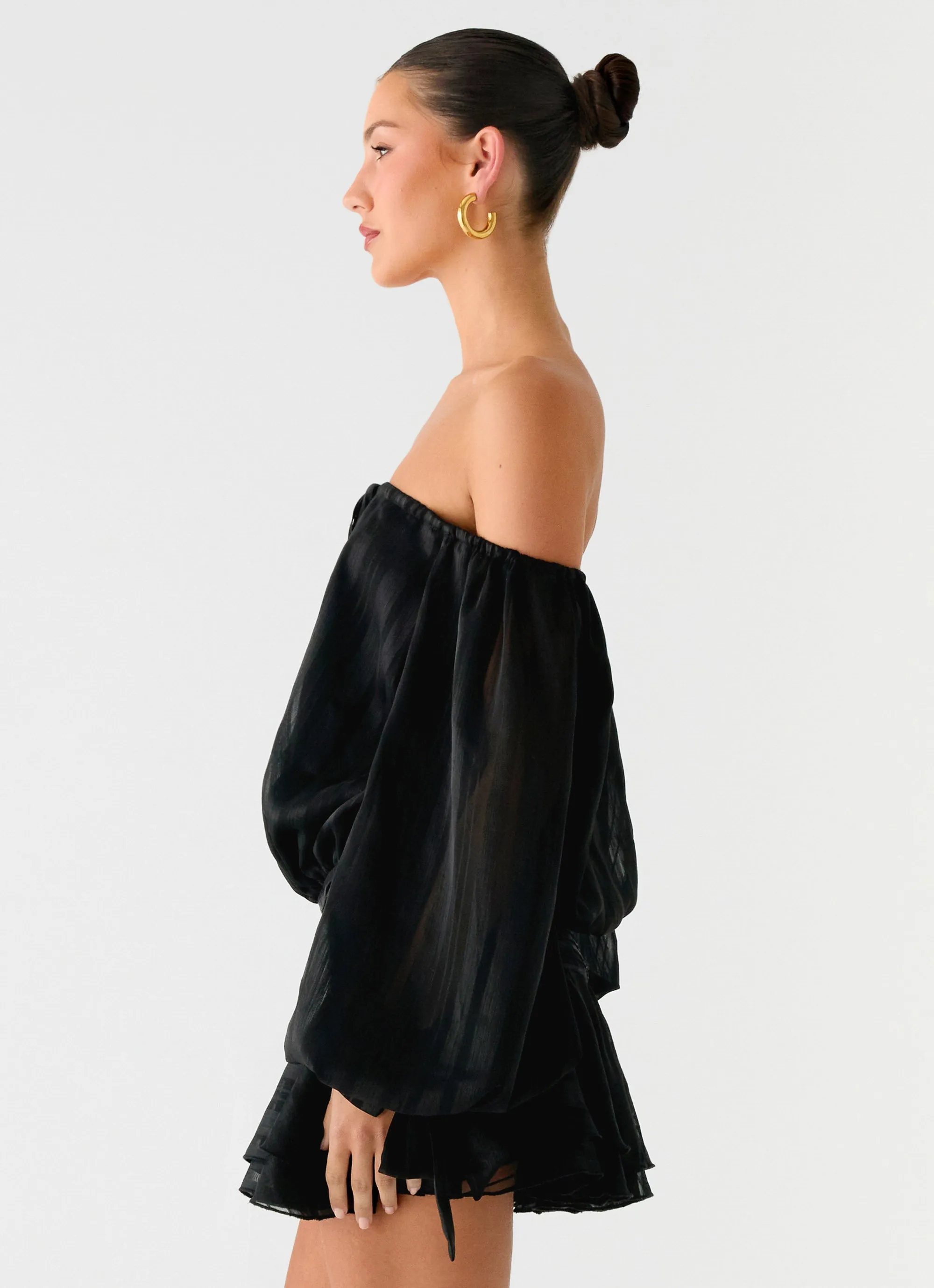 Eira Balloon Sleeve Mini Dress - Black sold by Peppermayo product image thumbnail 3