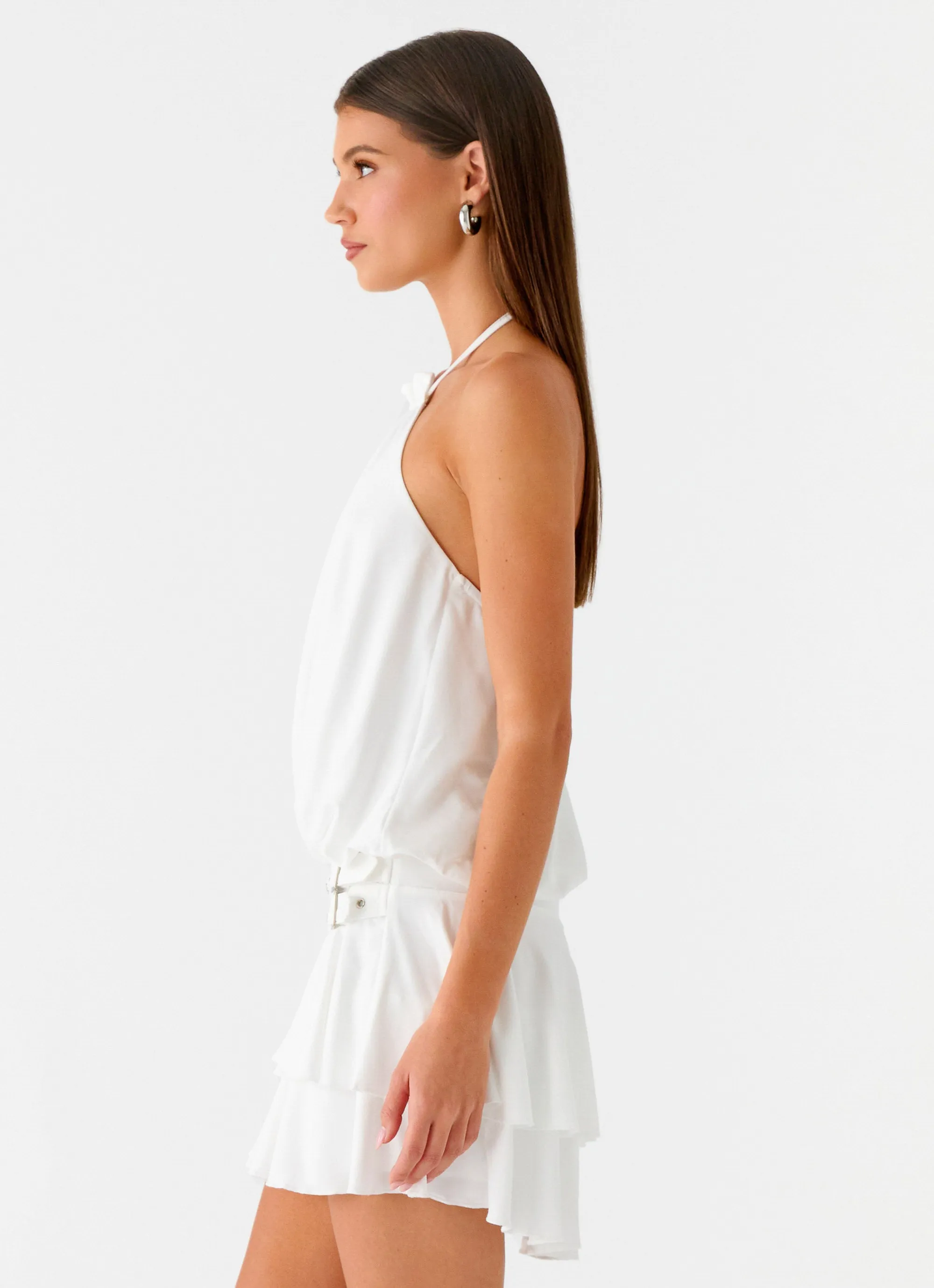Dopamine Belt Mini Dress - White sold by Peppermayo product image thumbnail 3