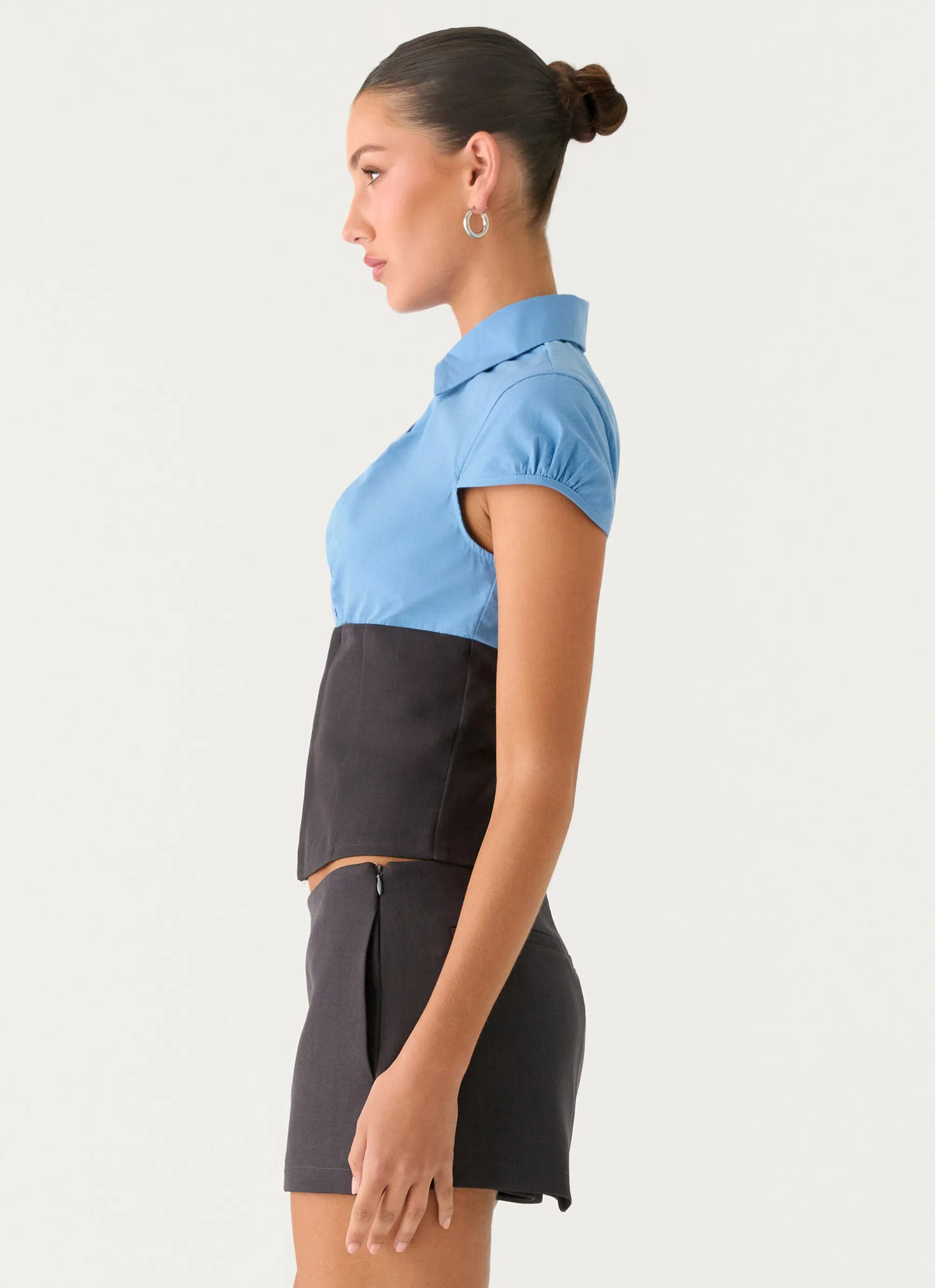 Harlee Poplin Suiting Top - Charcoal sold by Peppermayo product image thumbnail 3