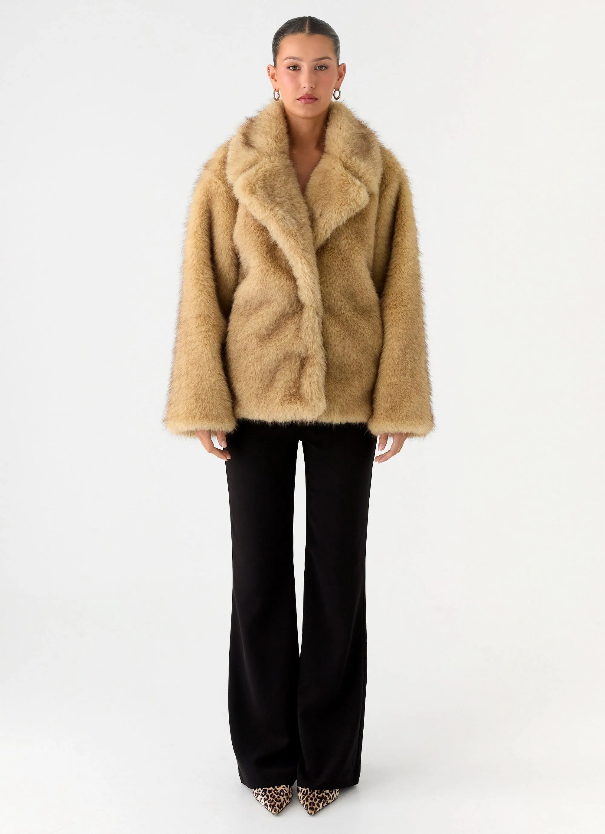 Milika Faux Fur Coat - Beige sold by Peppermayo product image thumbnail 4