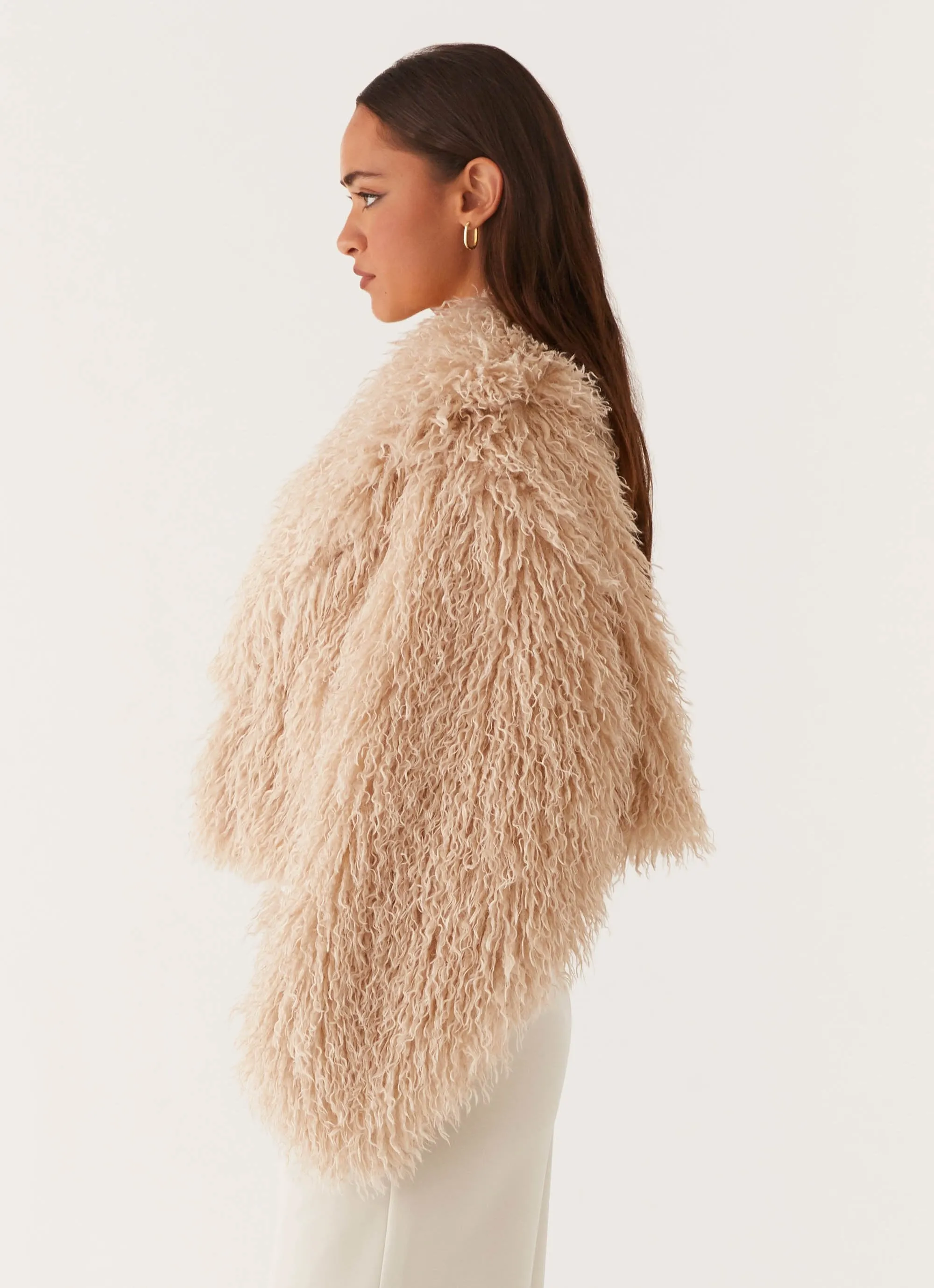 Virginia Cropped Faux Fur Jacket - Taupe sold by Peppermayo product image thumbnail 3
