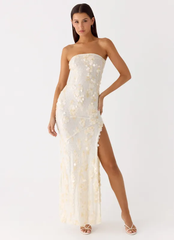Minni Sequin Maxi Dress - Ivory sold by Peppermayo