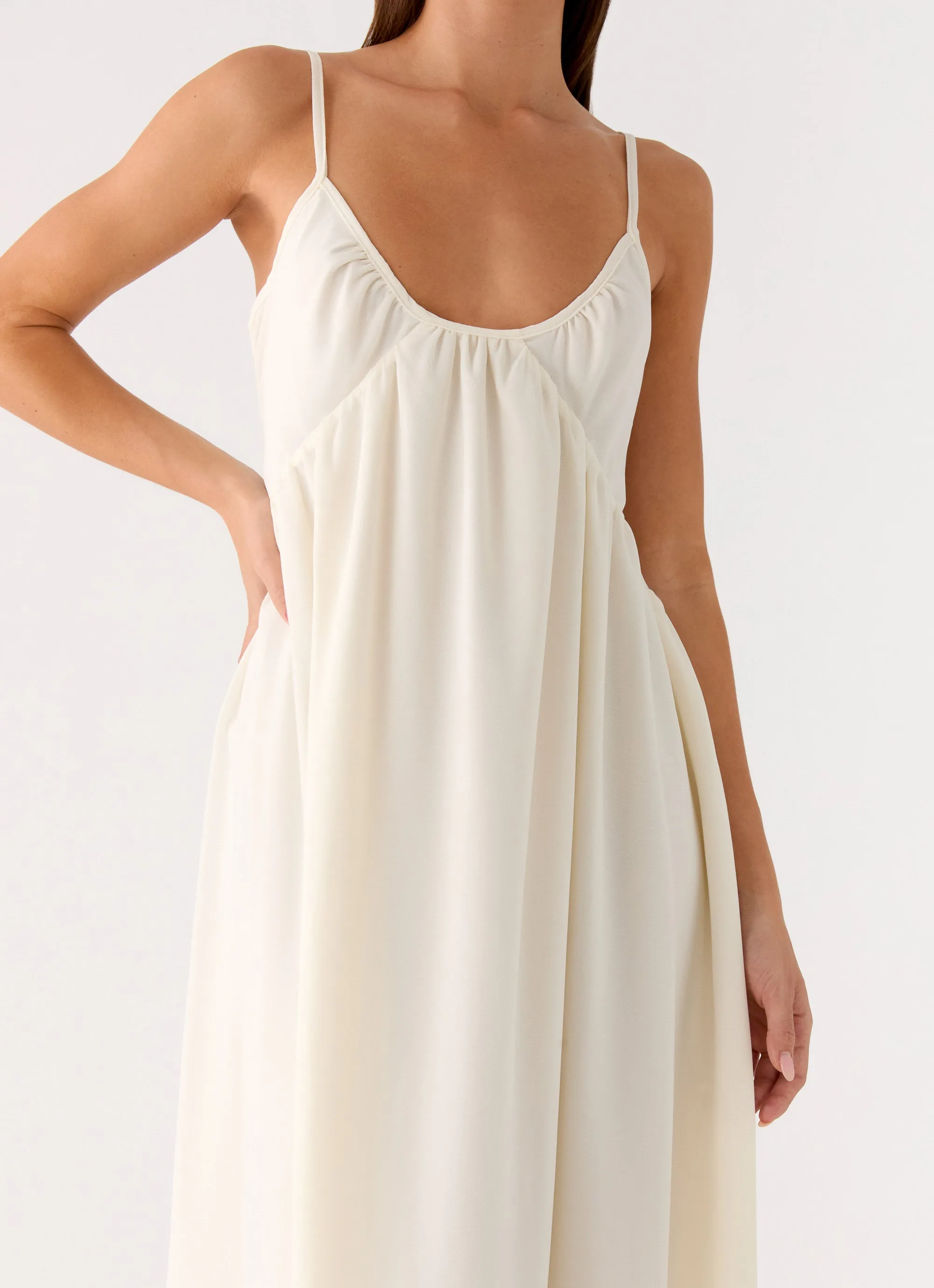 Whisperlight Chiffon Scooped Neck Maxi Dress - White sold by Peppermayo product image thumbnail 5