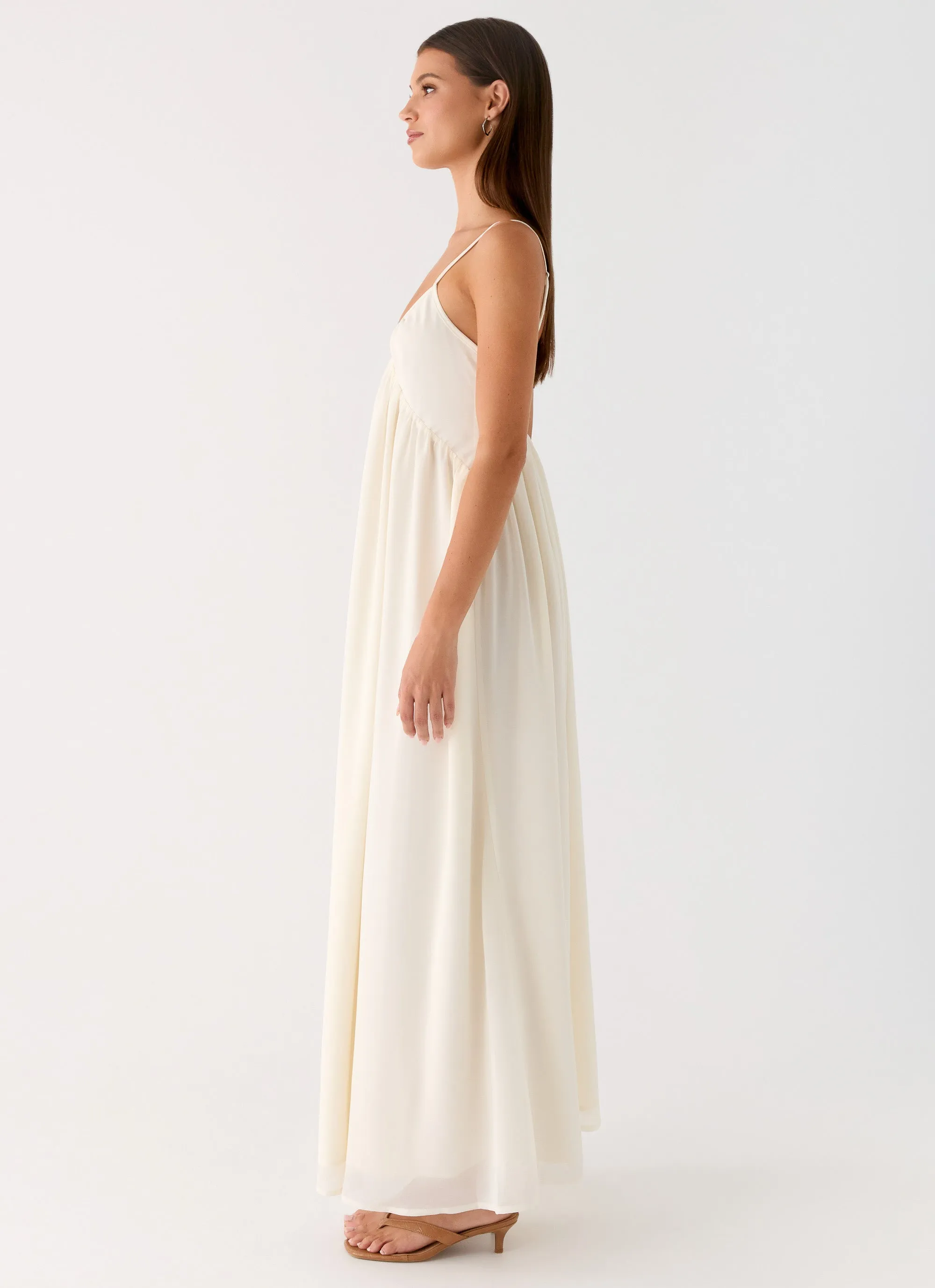 Whisperlight Chiffon Scooped Neck Maxi Dress - White sold by Peppermayo product image thumbnail 2