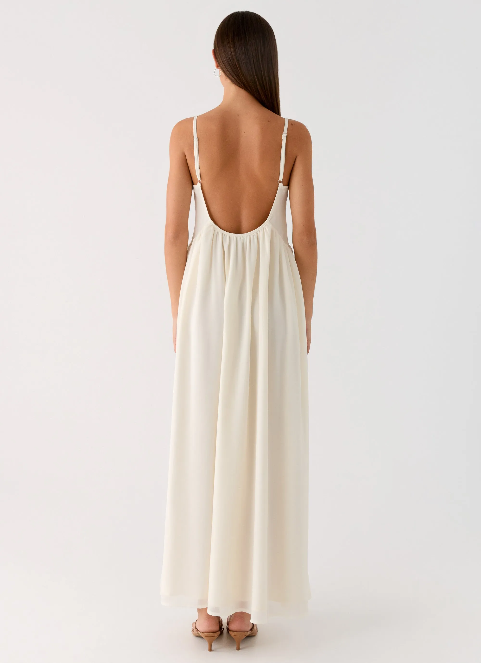 Whisperlight Chiffon Scooped Neck Maxi Dress - White sold by Peppermayo product image thumbnail 3