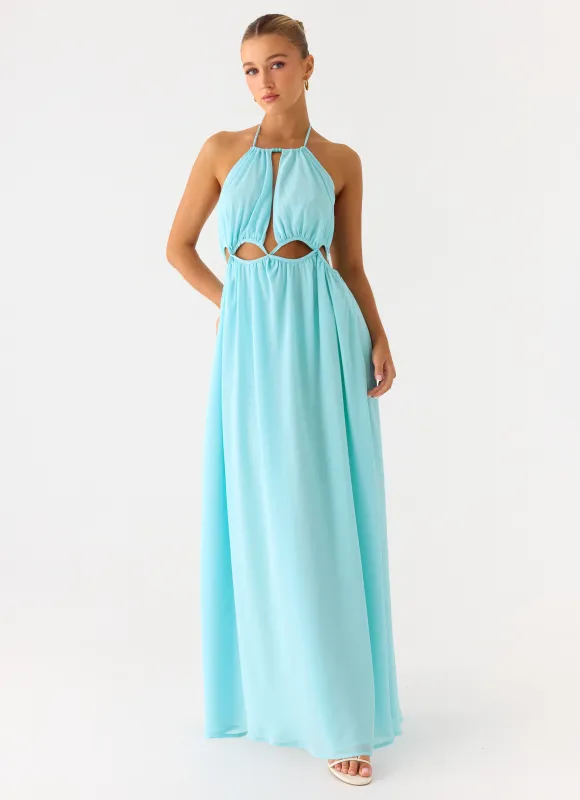Ardenzelle Chiffon Halter Neck Maxi Dress - Turquoise sold by Peppermayo