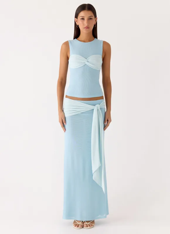 Delani Maxi Skirt - Blue sold by Peppermayo