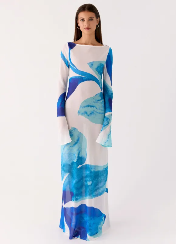 Lorde Maxi Dress - Cerulean Bloom sold by Peppermayo