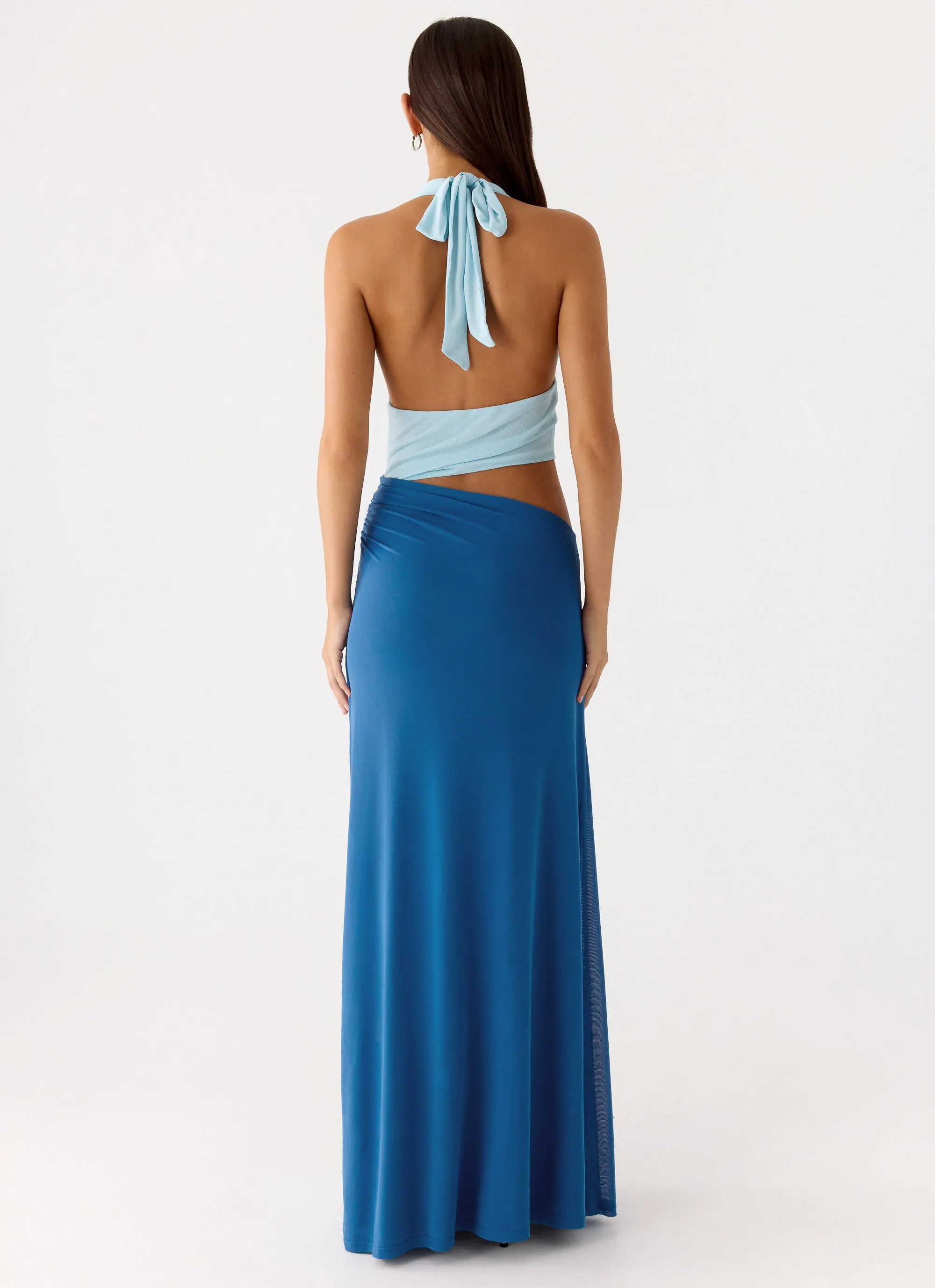 Saresther Halter Neck Maxi Dress - Blue sold by Peppermayo product image thumbnail 3
