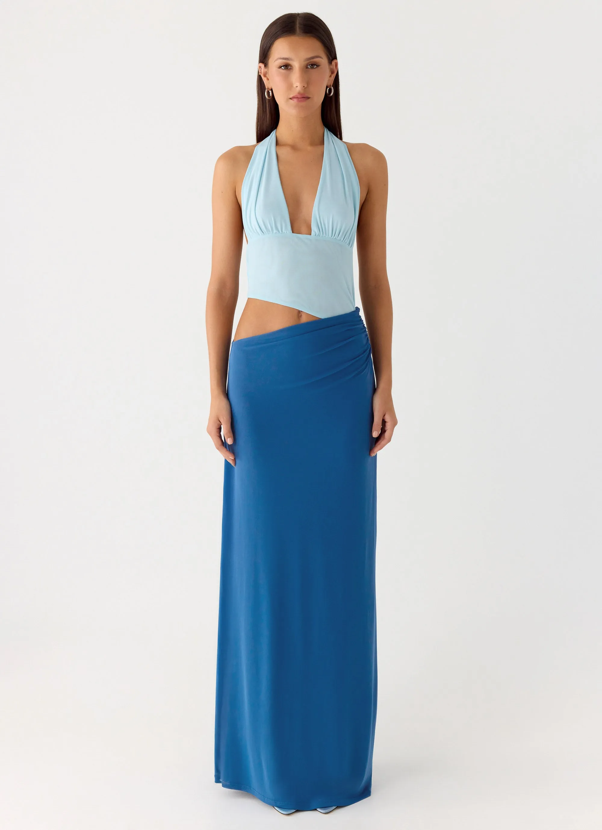 Saresther Halter Neck Maxi Dress - Blue sold by Peppermayo product image thumbnail 4
