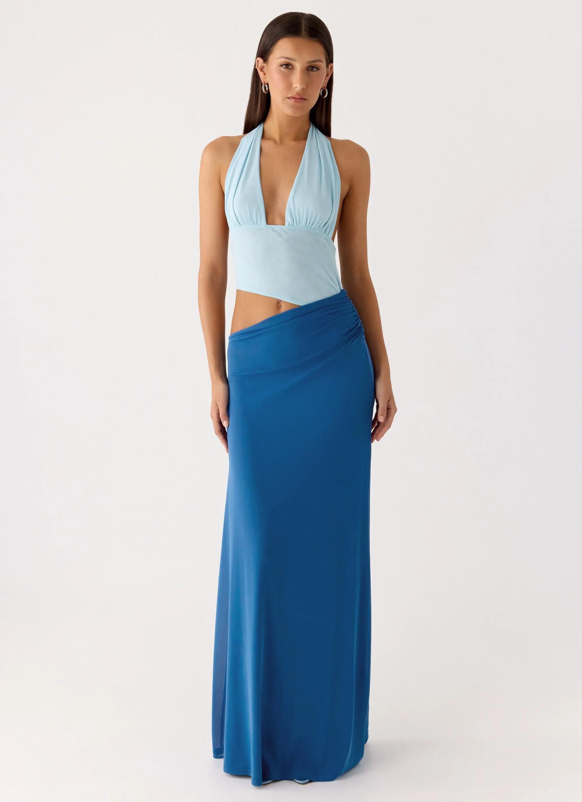 Saresther Halter Neck Maxi Dress - Blue sold by Peppermayo product image thumbnail 5