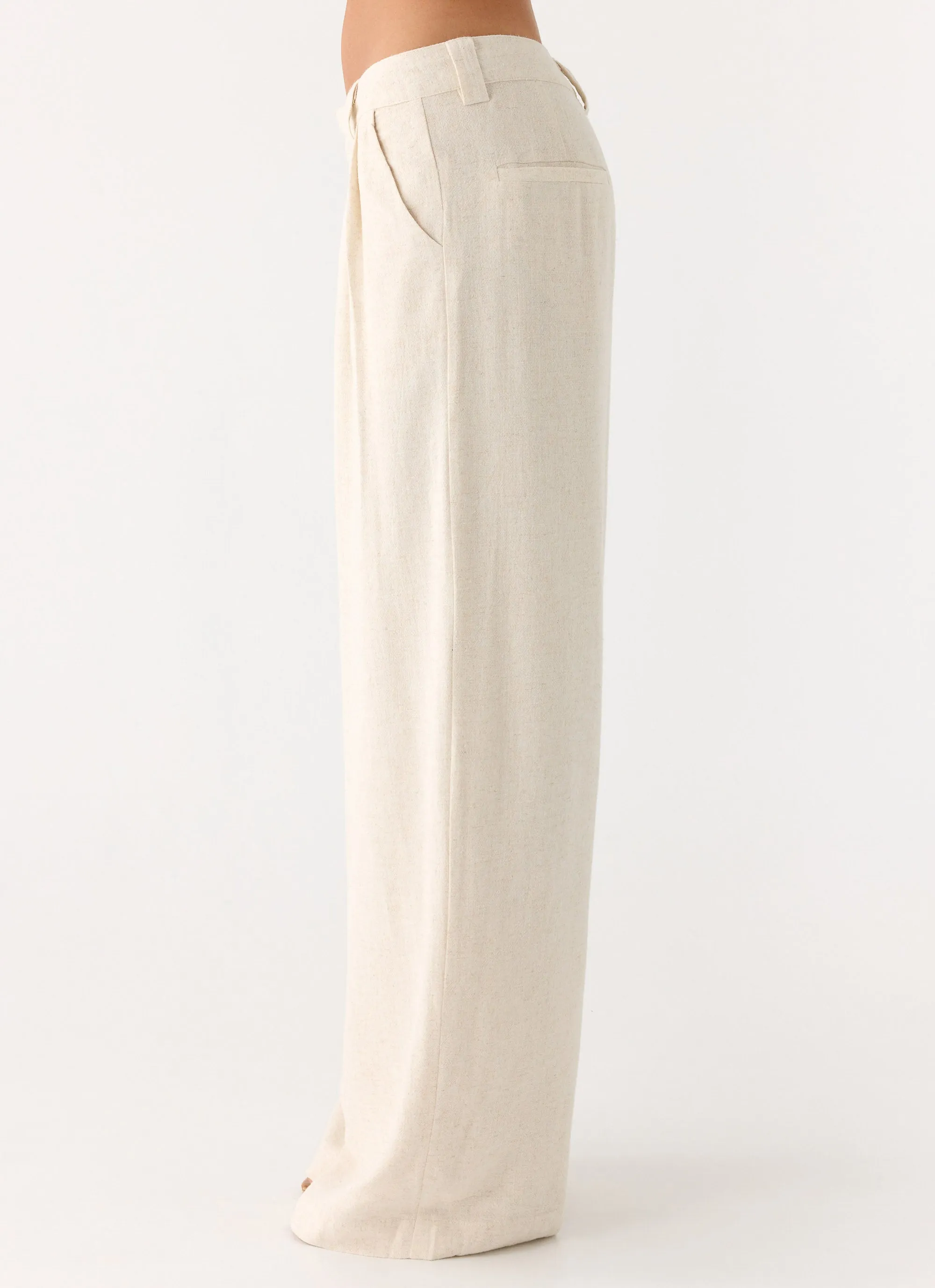 Delong Low Rise Linen Pants - Oatmeal sold by Peppermayo product image thumbnail 3
