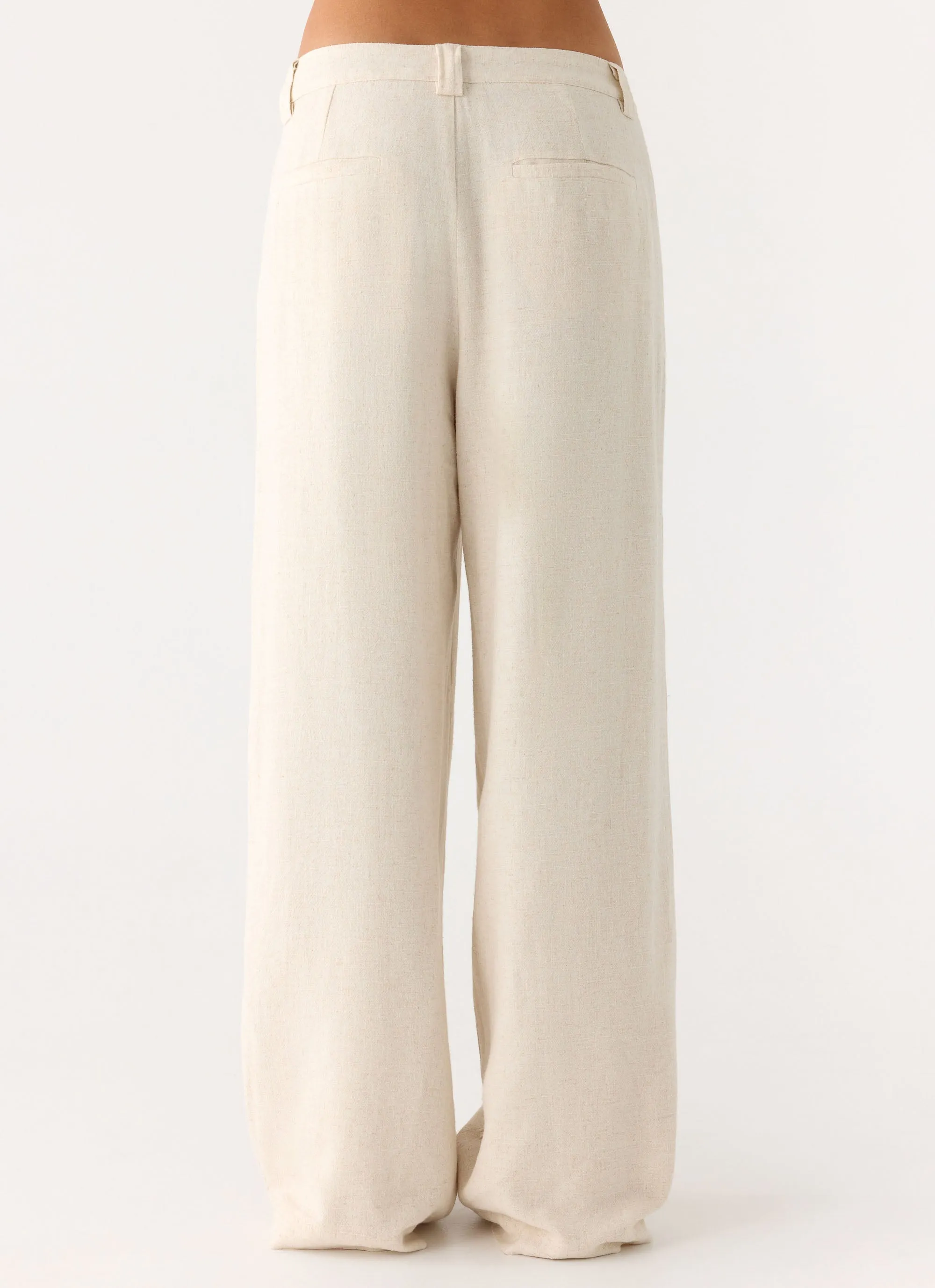 Delong Low Rise Linen Pants - Oatmeal sold by Peppermayo product image thumbnail 4