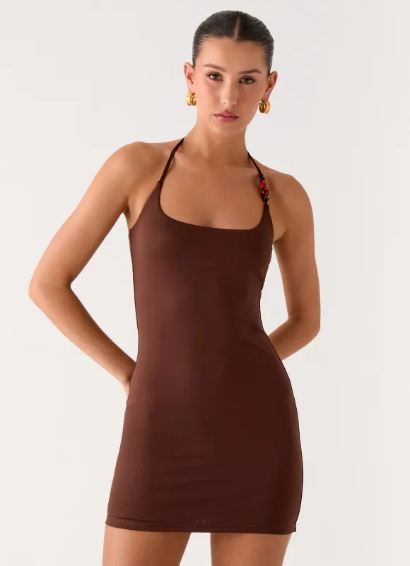 Palm Beach Mini Dress - Chocolate sold by Peppermayo