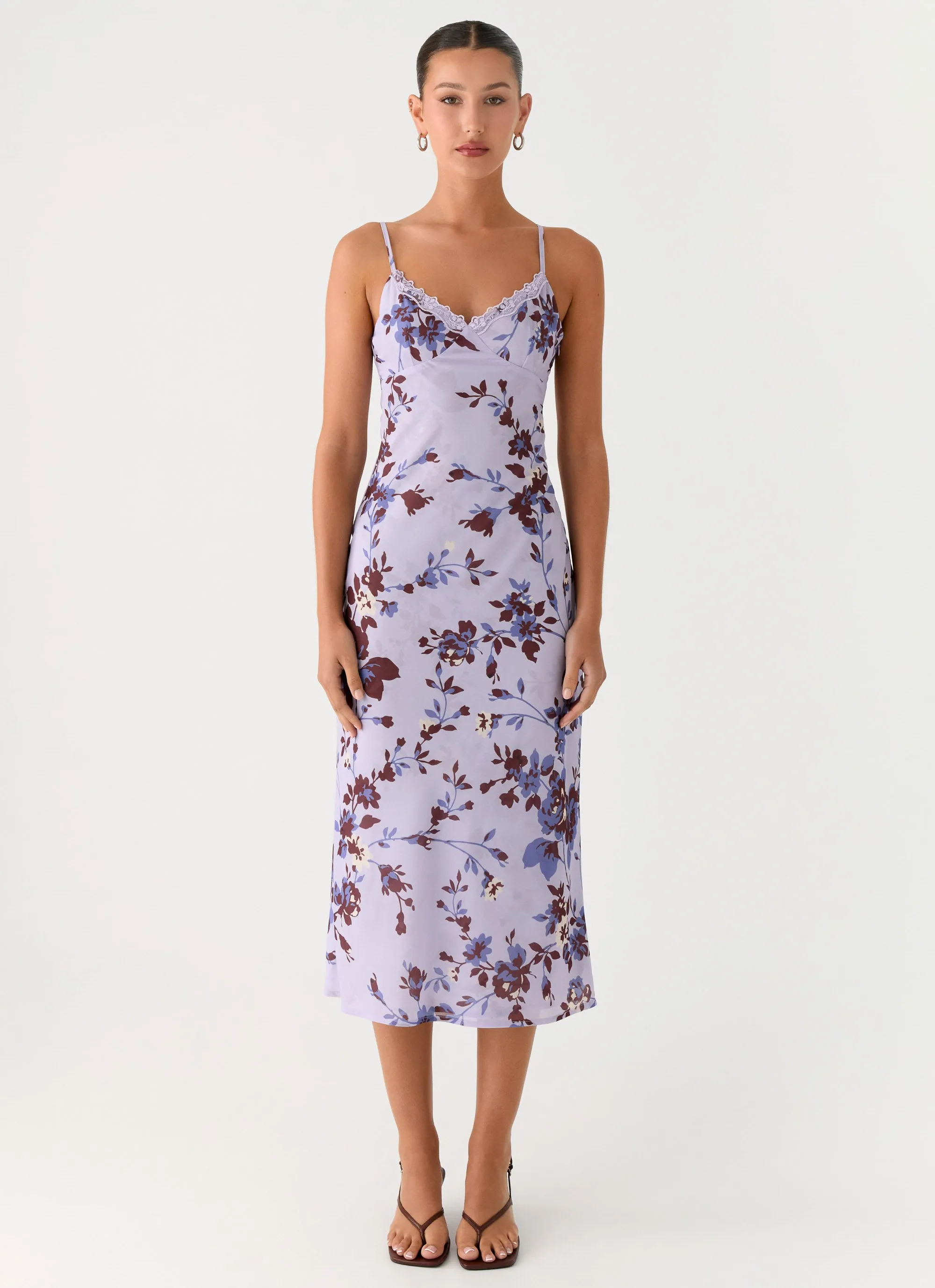 Bluma Lace Trim Midi Dress - Antique Lilac Floral sold by Peppermayo product image thumbnail 2