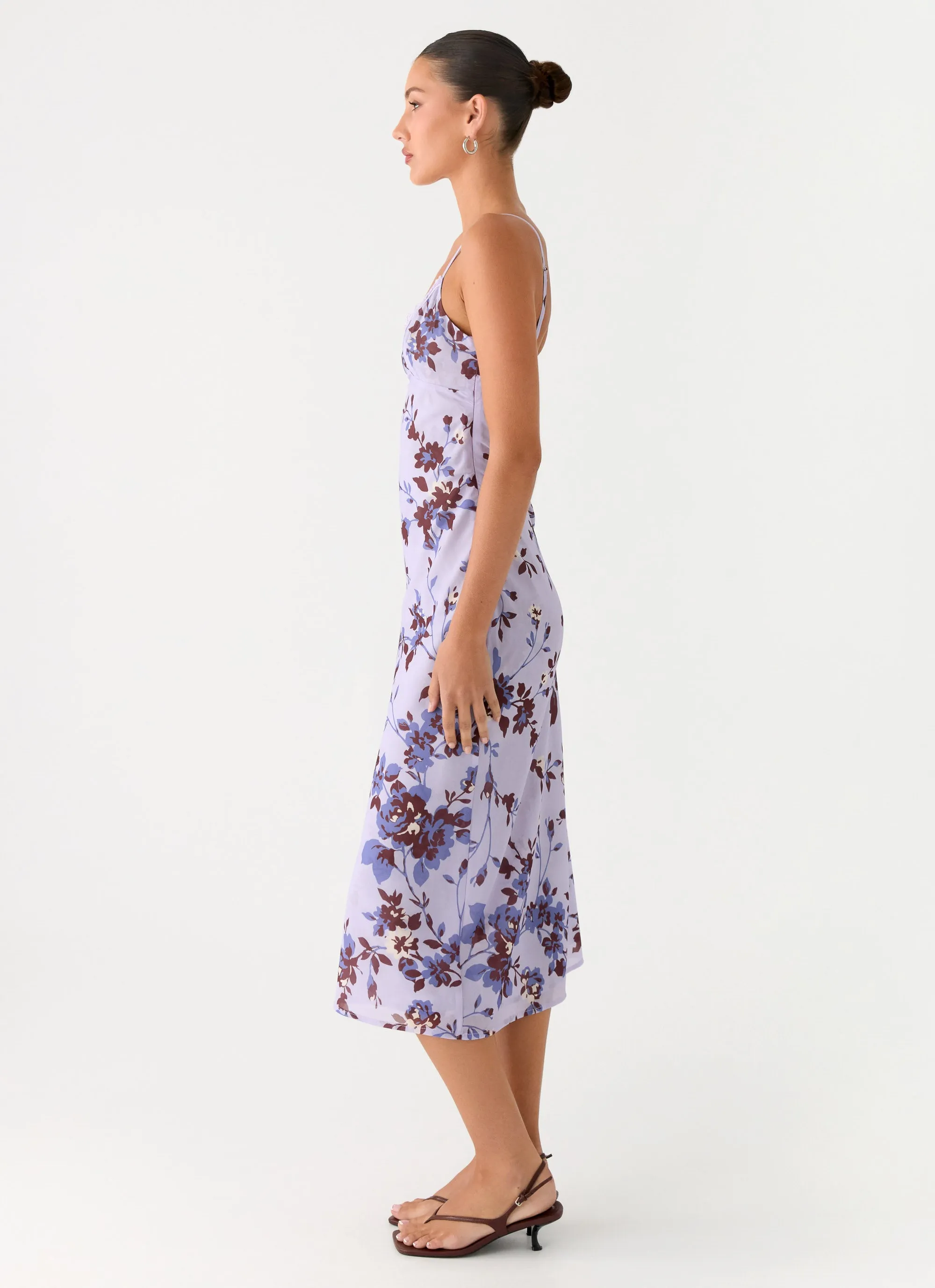 Bluma Lace Trim Midi Dress - Antique Lilac Floral sold by Peppermayo product image thumbnail 3