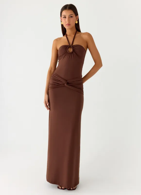 Sacred Maxi Dress - Chocolate sold by Peppermayo