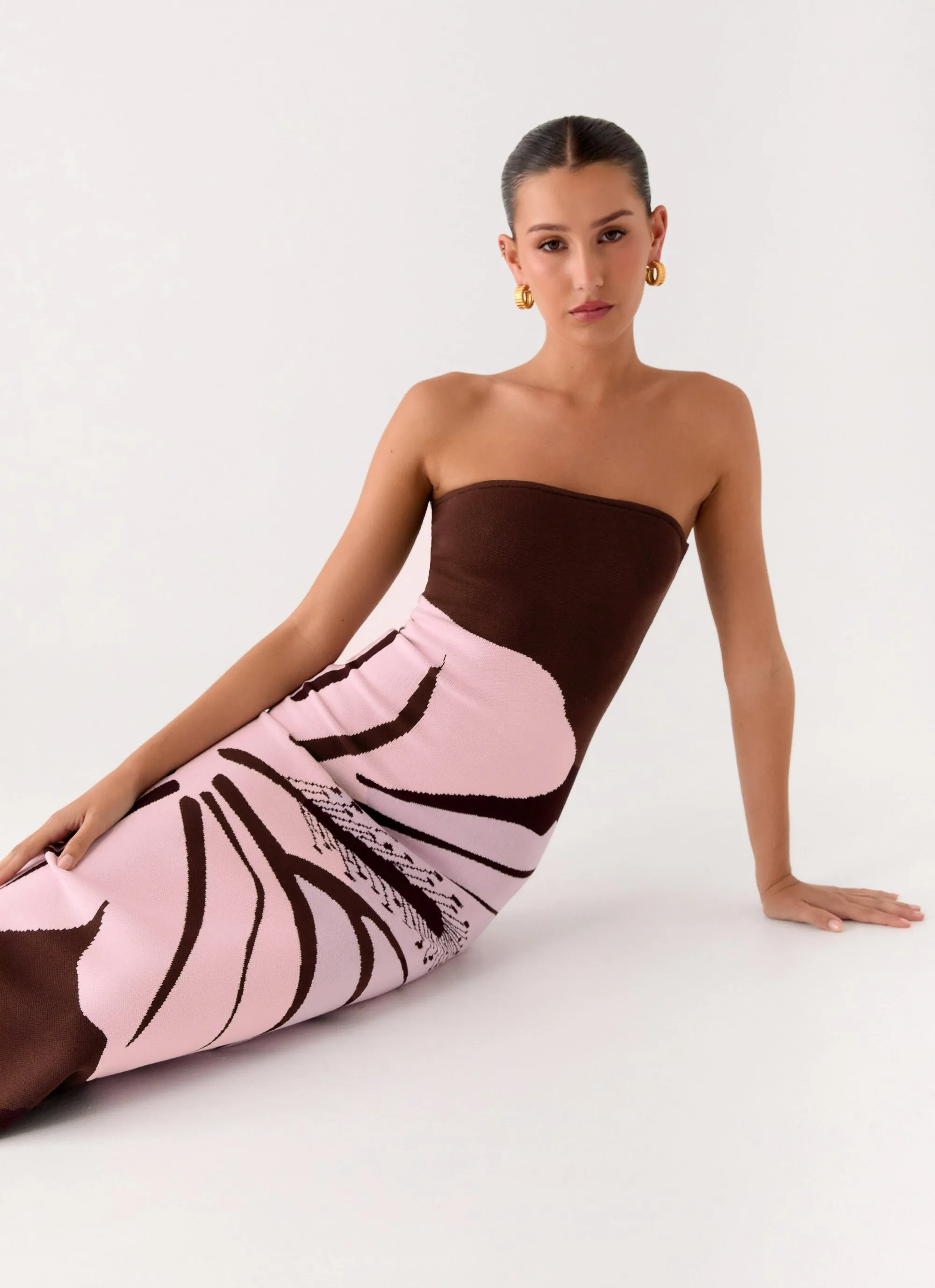 Jala Strapless Knit Maxi Dress - Espresso Meadow sold by Peppermayo product image thumbnail 5