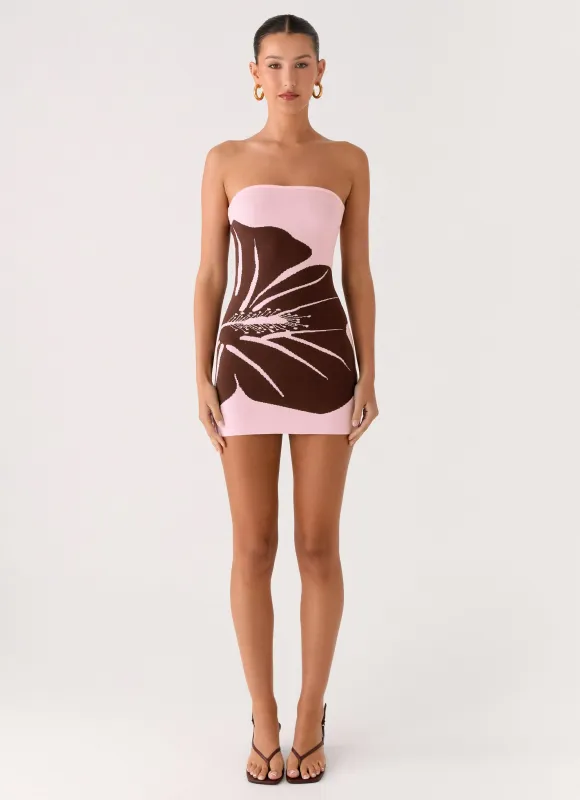 Kader Strapless Knit Mini Dress - Espresso Meadow sold by Peppermayo