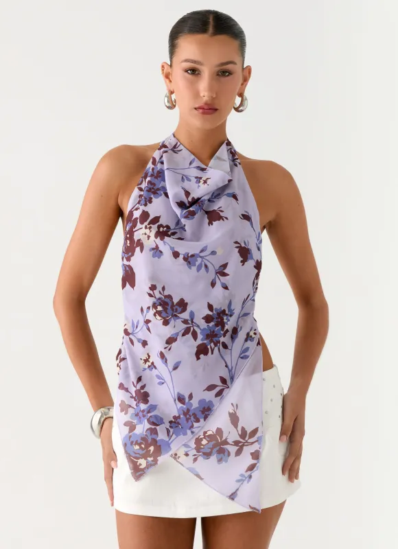 Altego Layered Backless Top - Antique Lilac Floral sold by Peppermayo