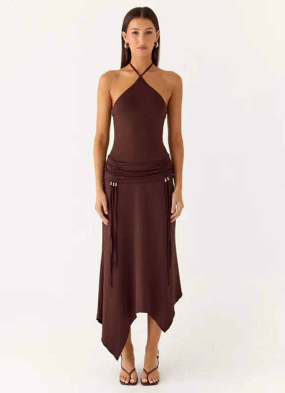 Becerra Midi Dress - Cool Chocolate sold by Peppermayo