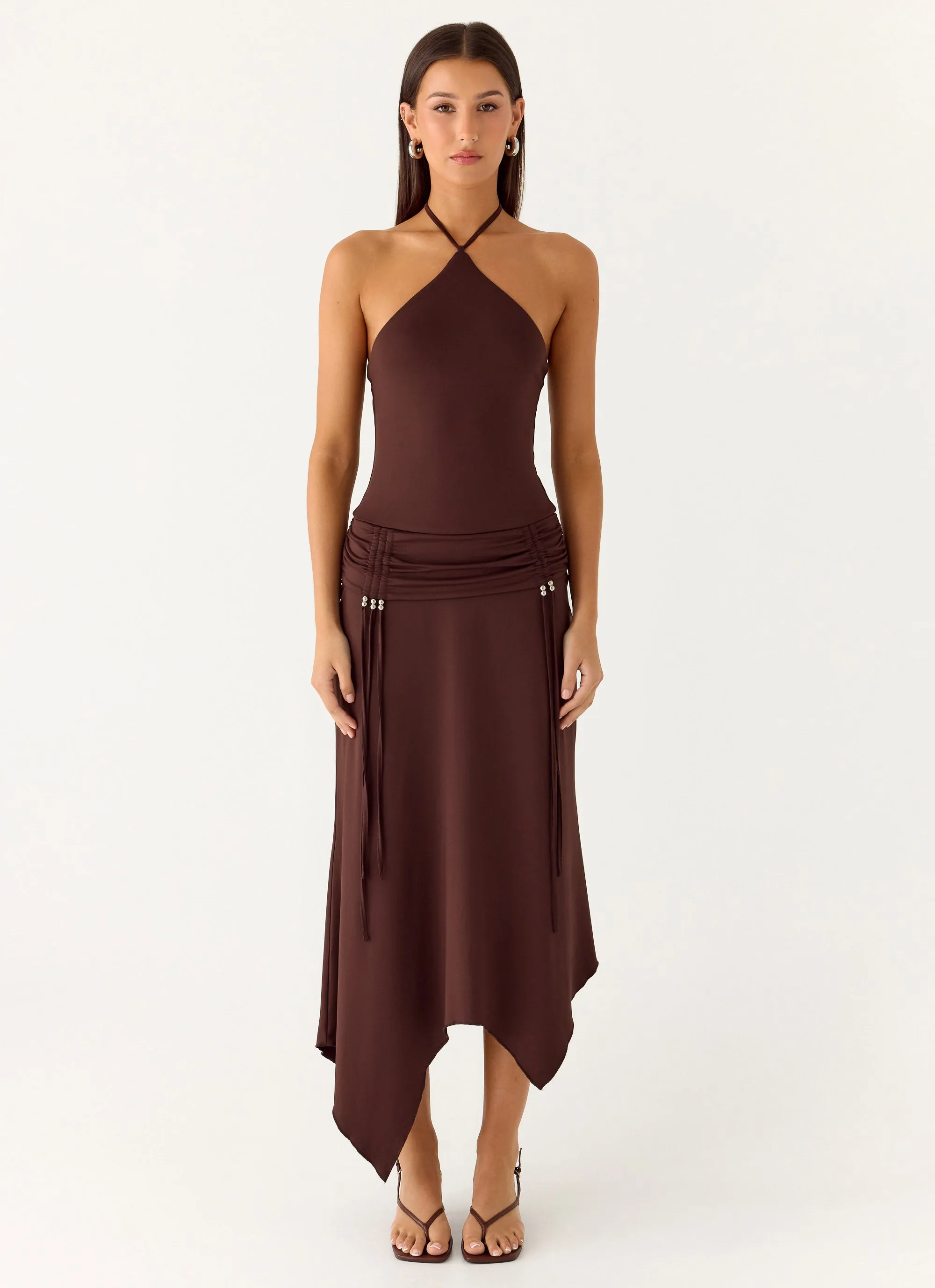 Becerra Midi Dress - Cool Chocolate sold by Peppermayo