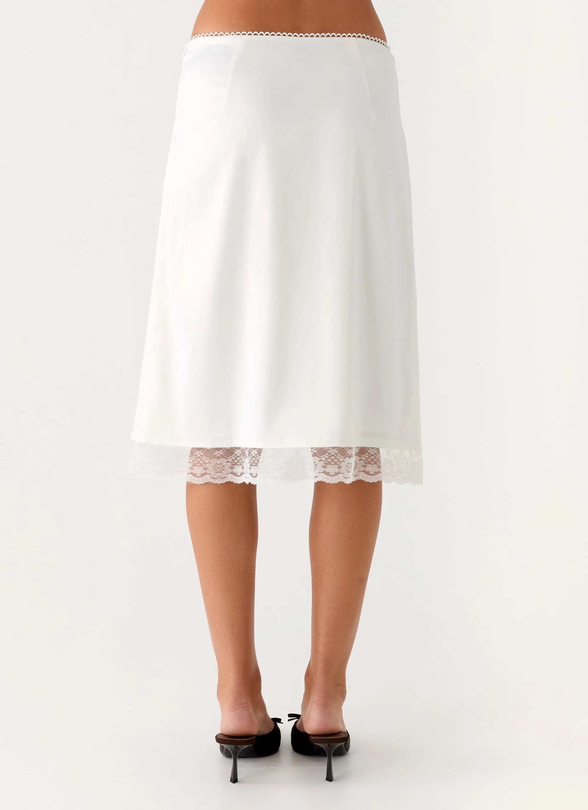 Rina Low Rise Satin Midi Skirt - White sold by Peppermayo product image thumbnail 5